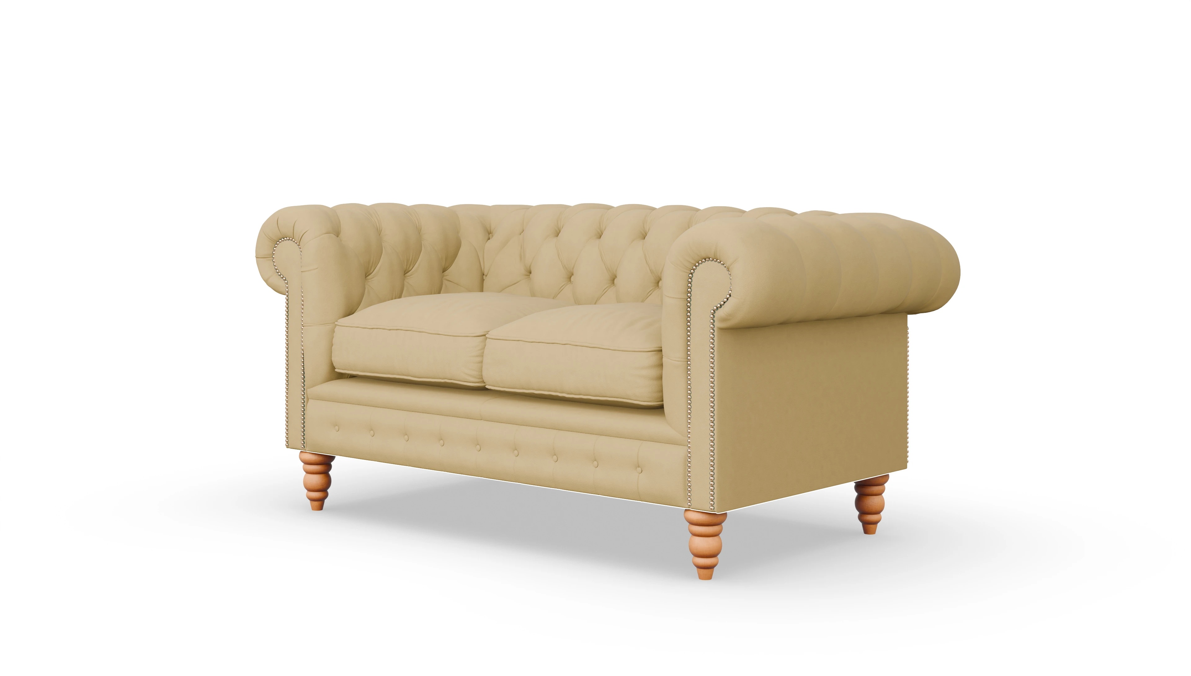 Chesterfield Sofa Bennet Ansicht des Produktes Bennet 2-Sitzer in Leder gelb