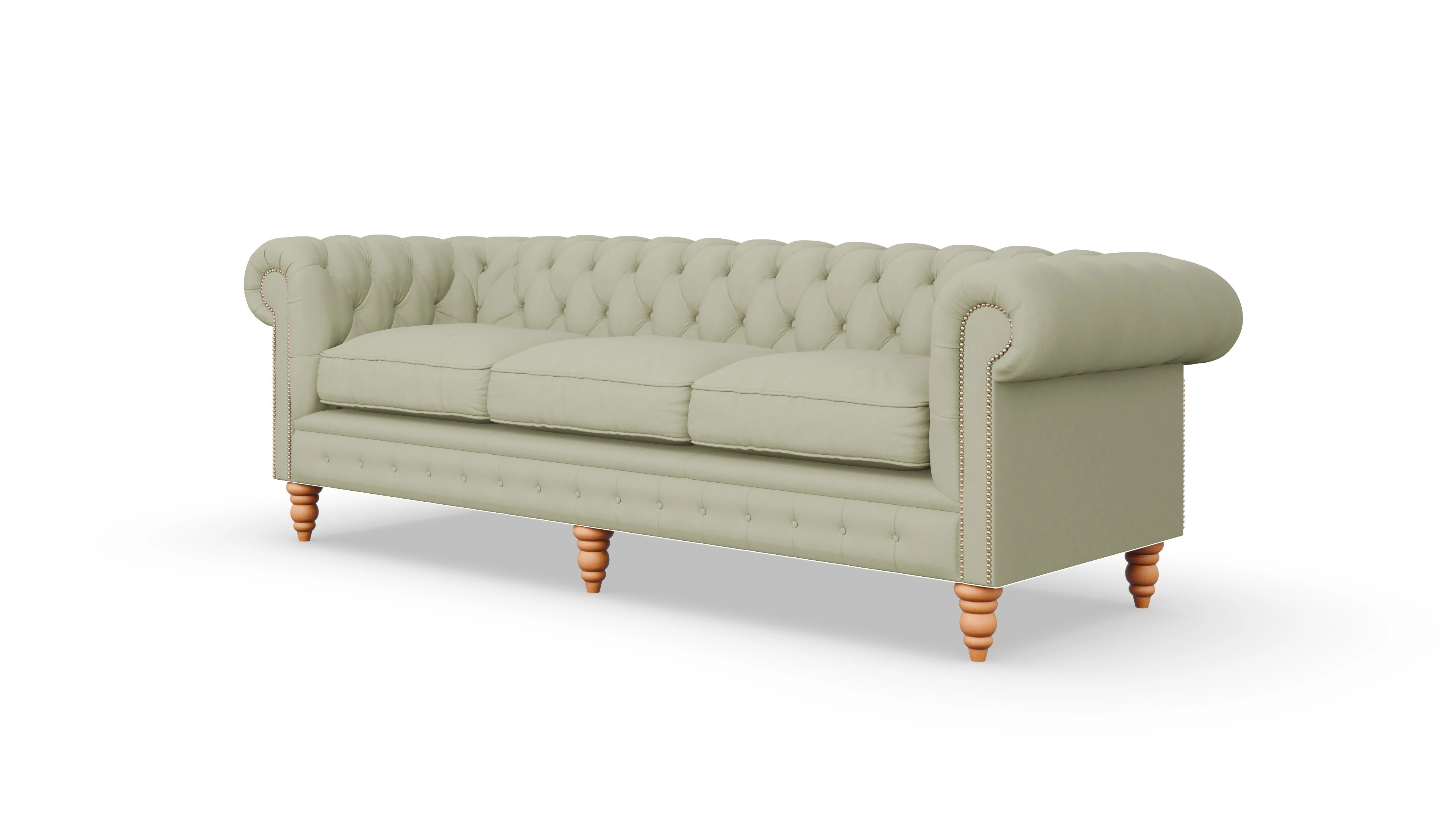 Chesterfield Sofa Bennet Ansicht des Produktes Bennet 4-Sitzer in Leder grün