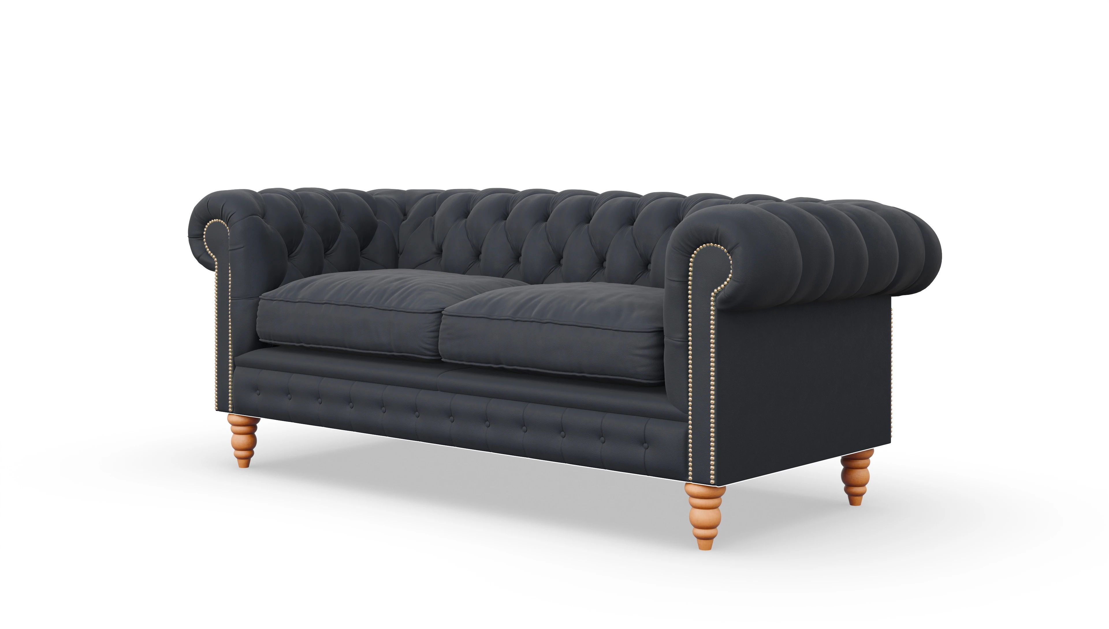 Chesterfield Sofa Bennet Ansicht des Produktes Bennet 3-Sitzer in Leder blau