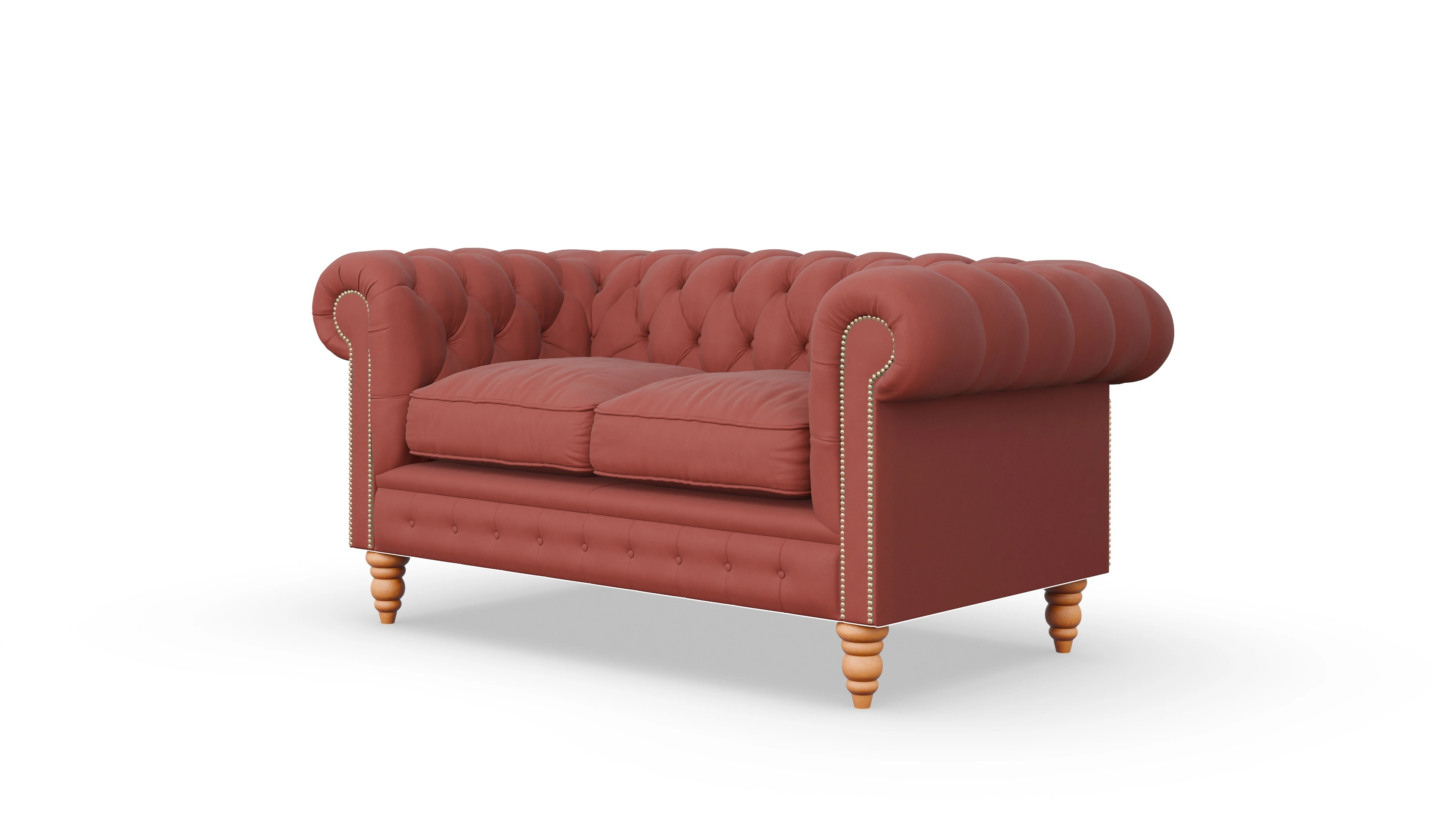 Chesterfield Sofa Bennet Ansicht des Produktes Bennet 2-Sitzer in Leder rot