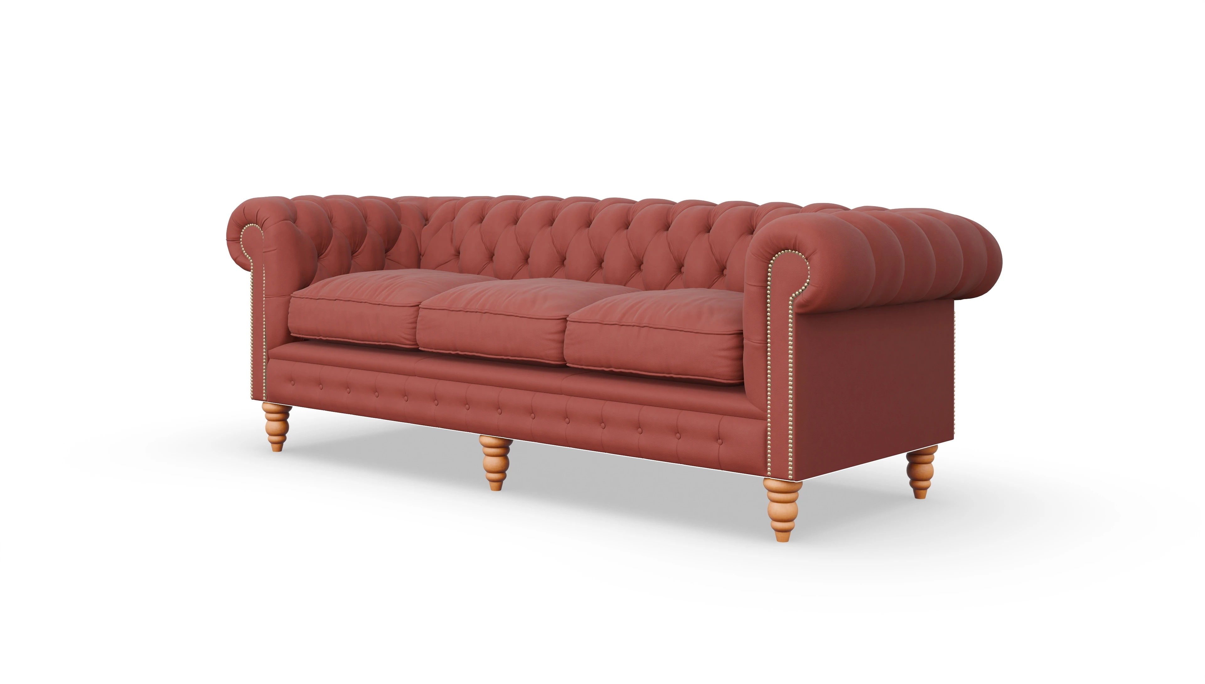 Chesterfield Sofa Bennet Ansicht des Produktes Bennet 3,5-Sitzer in Leder rot