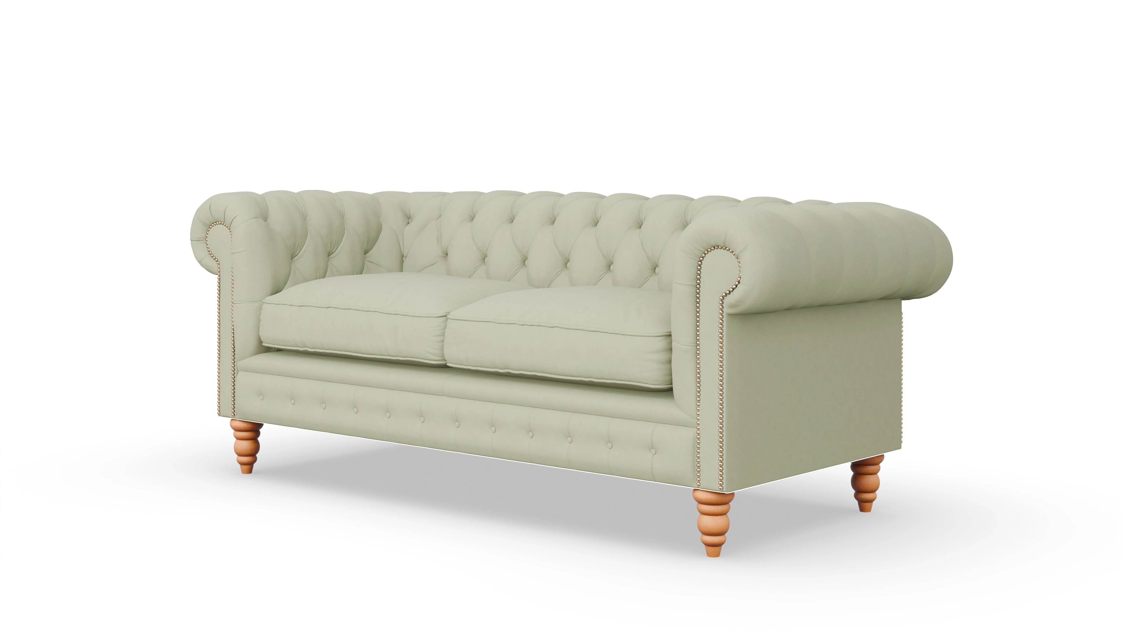 Chesterfield Sofa Bennet Ansicht des Produktes Bennet 3-Sitzer in Leder grau