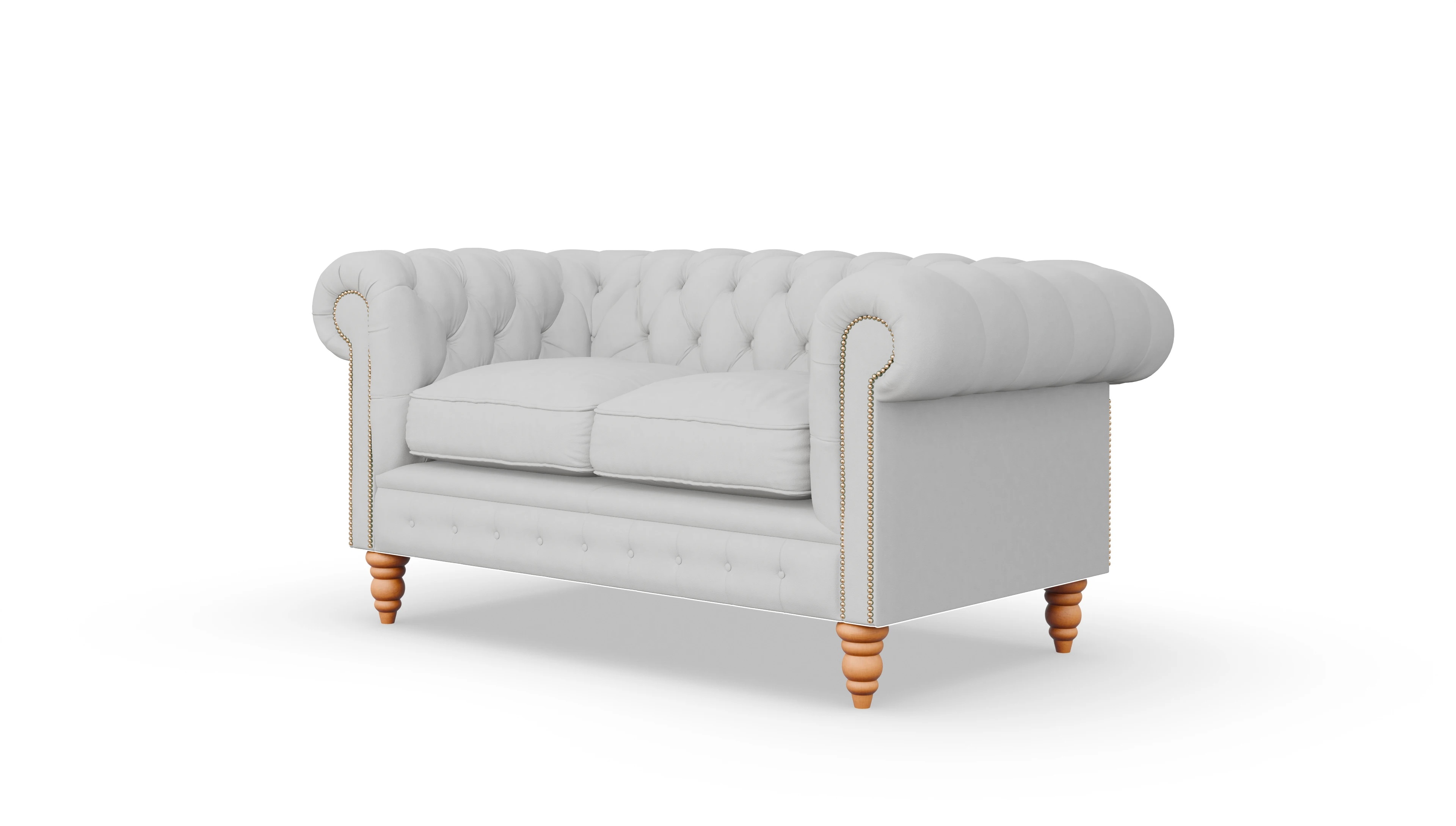 Chesterfield Sofa Bennet Ansicht des Produktes Bennet 2-Sitzer in Leder weiß