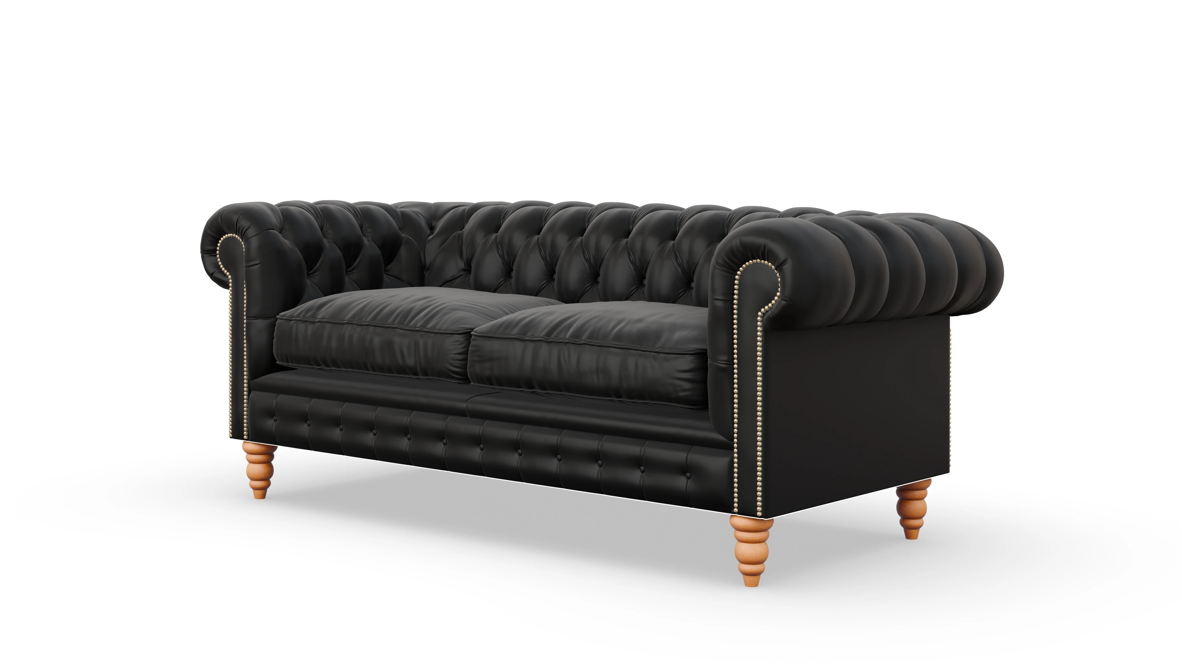 Chesterfield Sofa Bennet Ansicht des Produktes Bennet 3-Sitzer in Leder schwarz