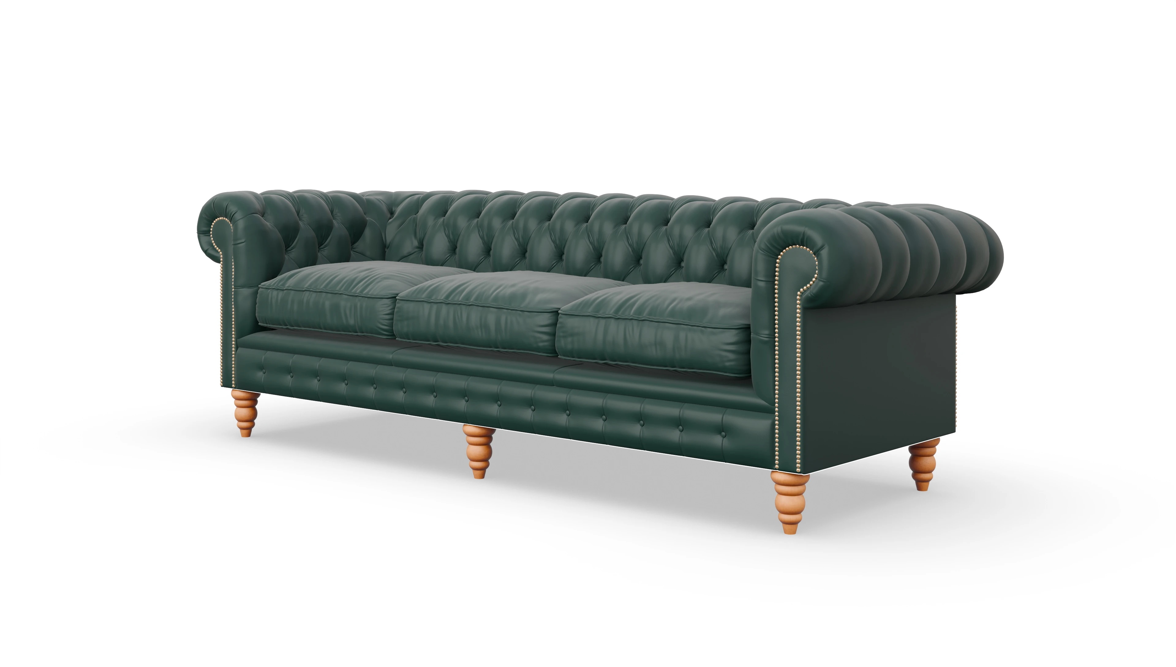 Chesterfield Sofa Bennet Ansicht des Produktes Bennet 4-Sitzer in Leder grün
