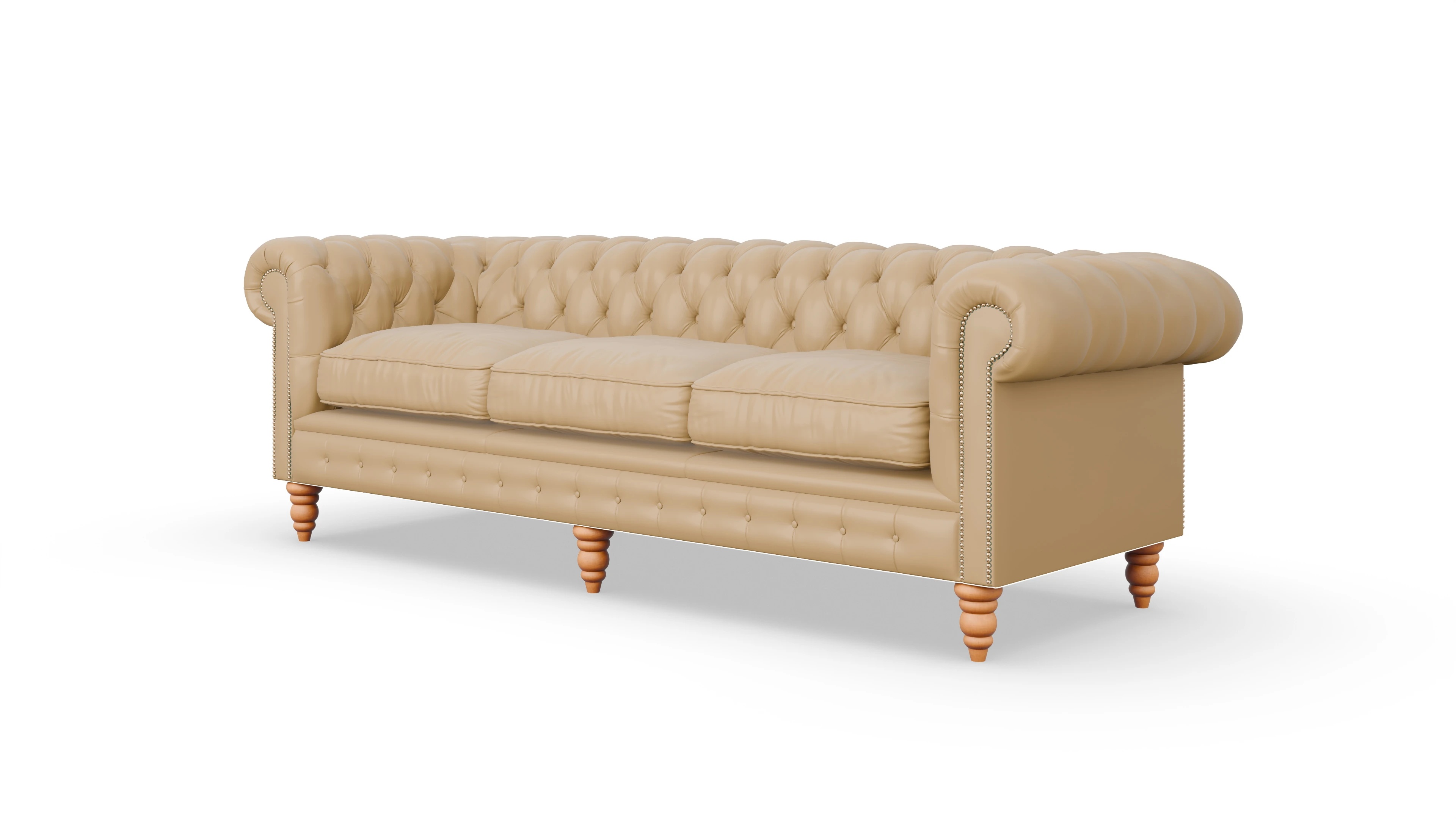 Chesterfield Sofa Bennet Ansicht des Produktes Bennet 4-Sitzer in Leder beige