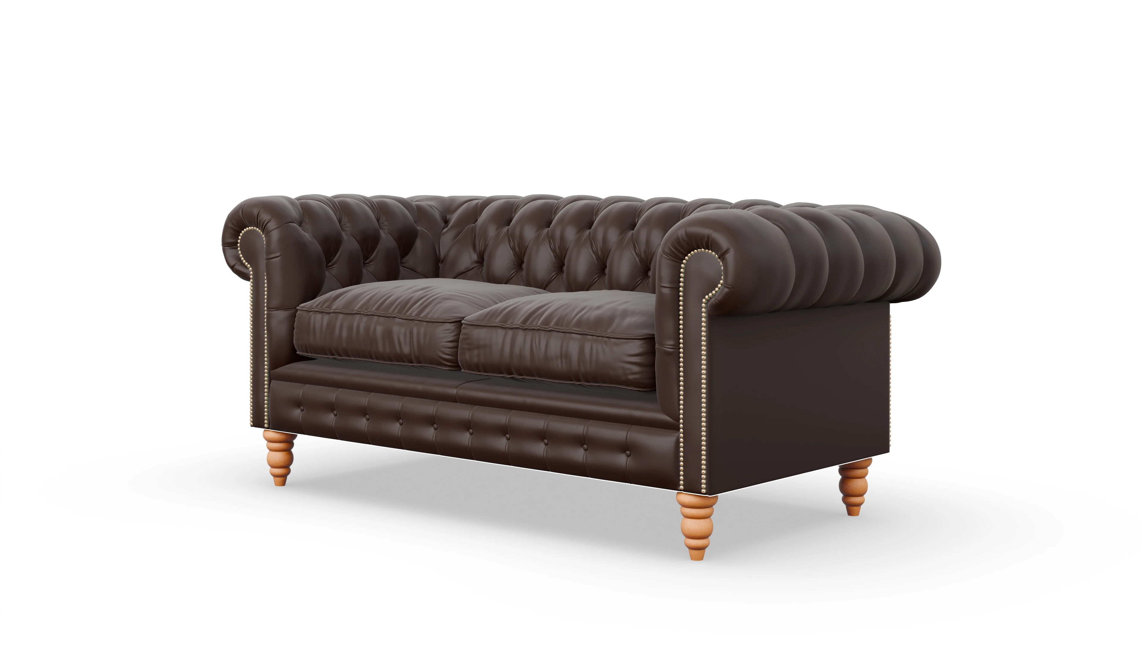 Chesterfield Sofa Bennet Ansicht des Produktes Bennet 2,5-Sitzer in Leder braun