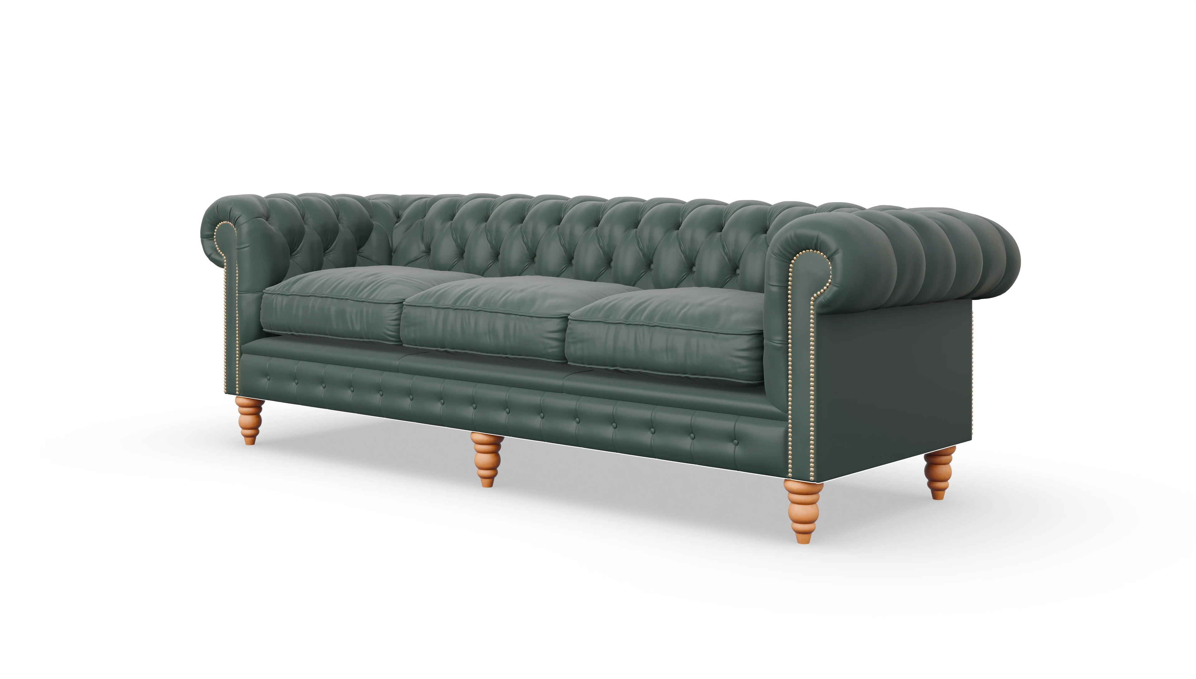 Chesterfield Sofa Bennet Ansicht des Produktes Bennet 4-Sitzer in Leder grün