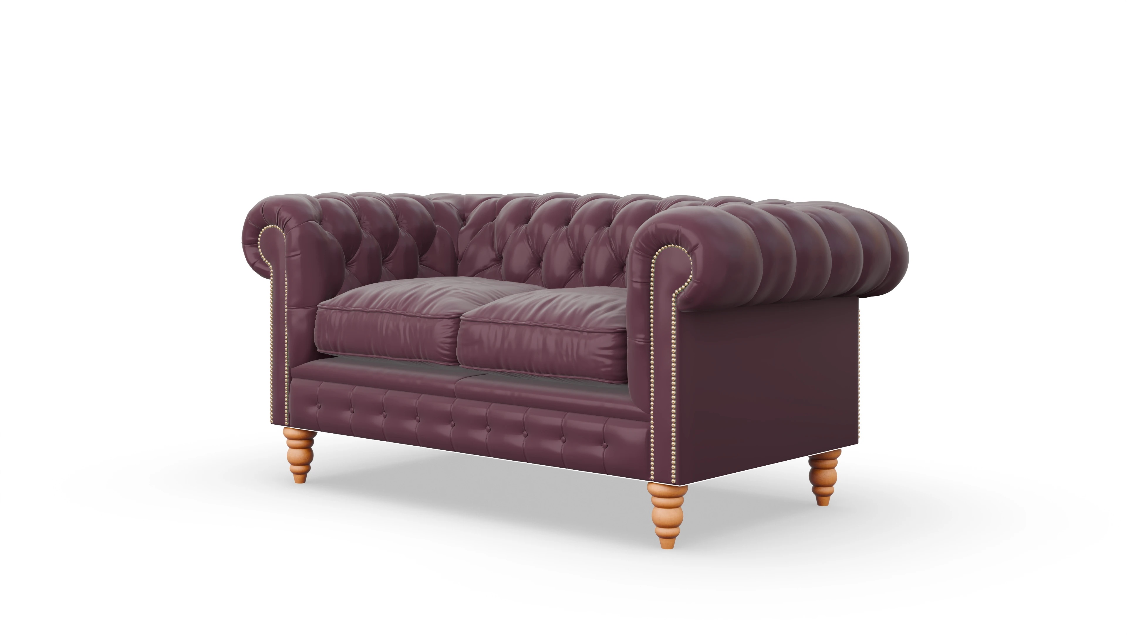 Chesterfield Sofa Bennet Ansicht des Produktes Bennet 2-Sitzer in Leder rot