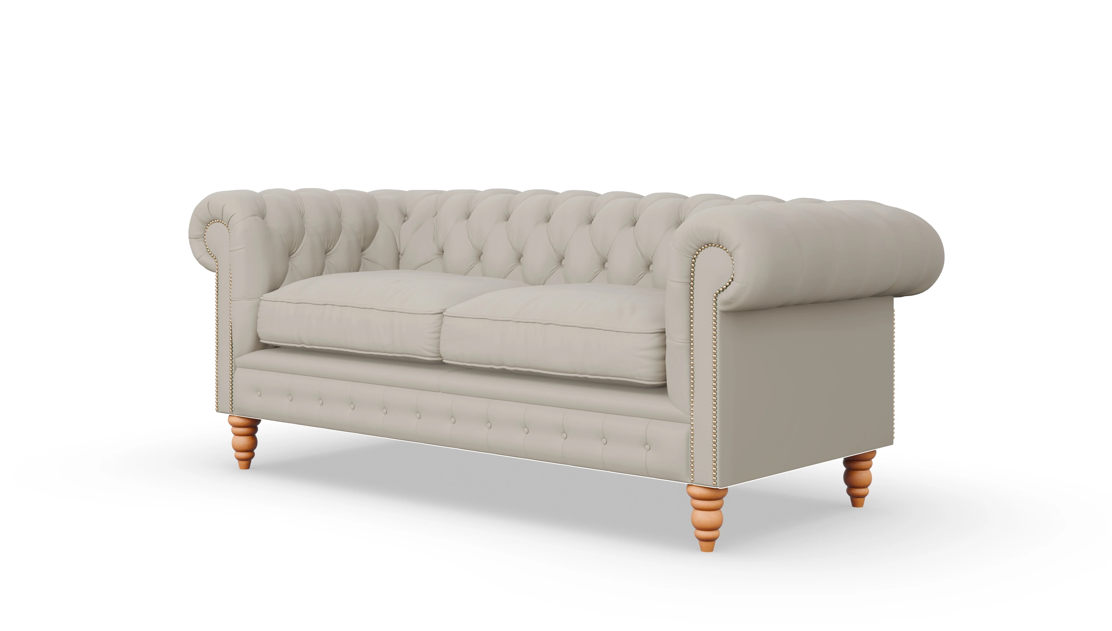 Chesterfield Sofa Bennet Ansicht des Produktes Bennet 3-Sitzer in Leder weiß