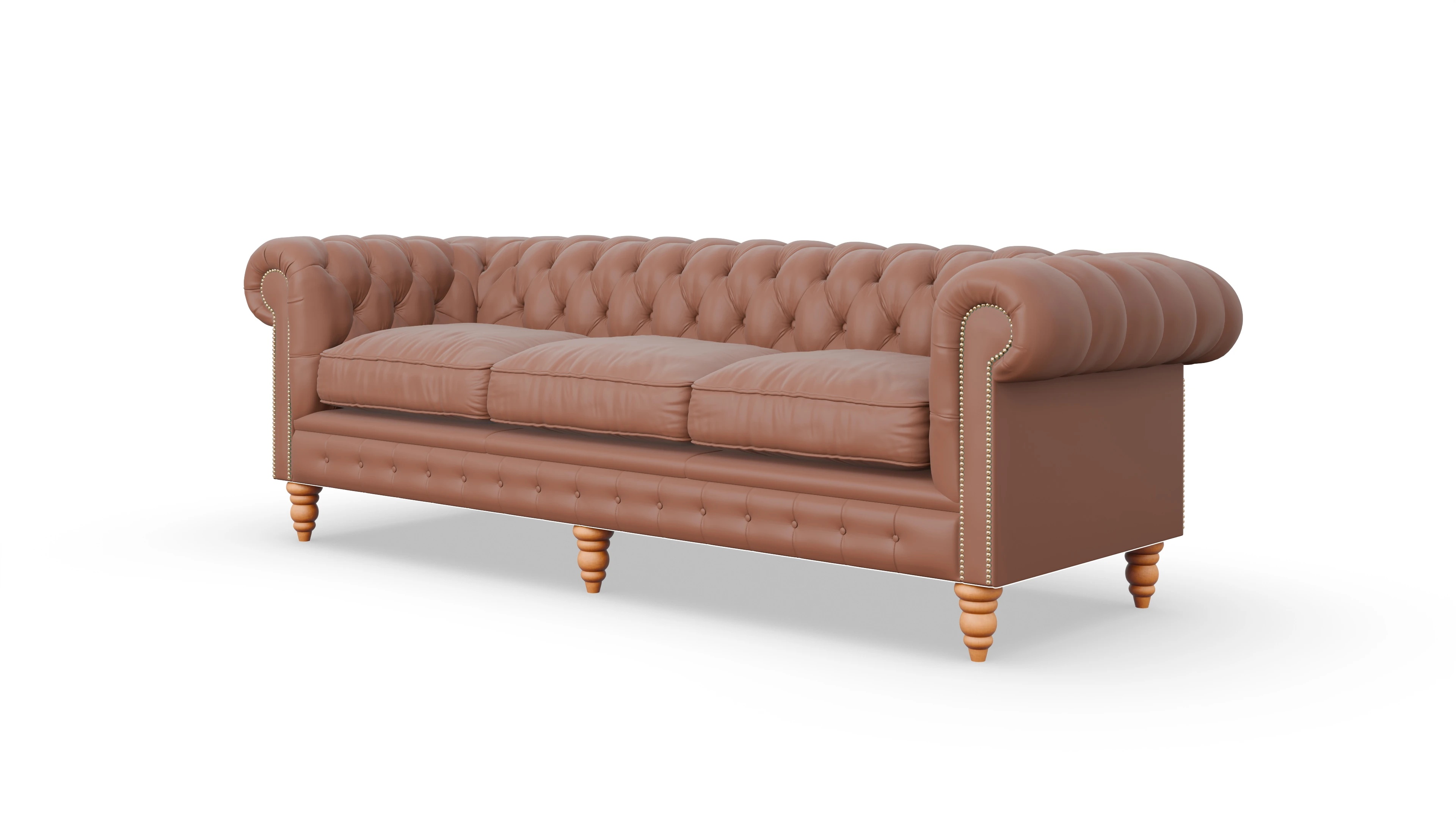 Chesterfield Sofa Bennet Ansicht des Produktes Bennet 4-Sitzer in Leder braun