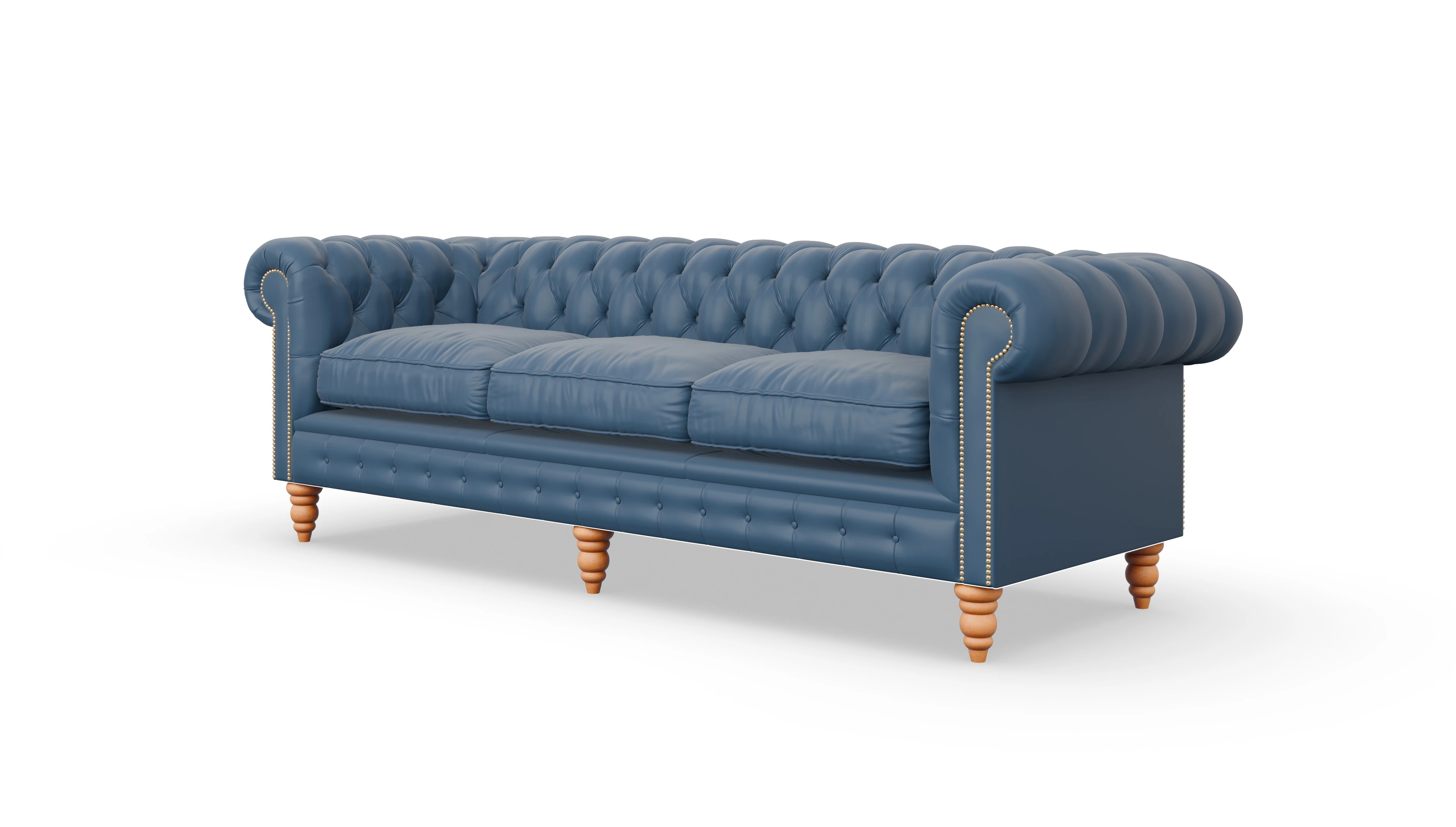 Chesterfield Sofa Bennet Ansicht des Produktes Bennet 4-Sitzer in Leder blau