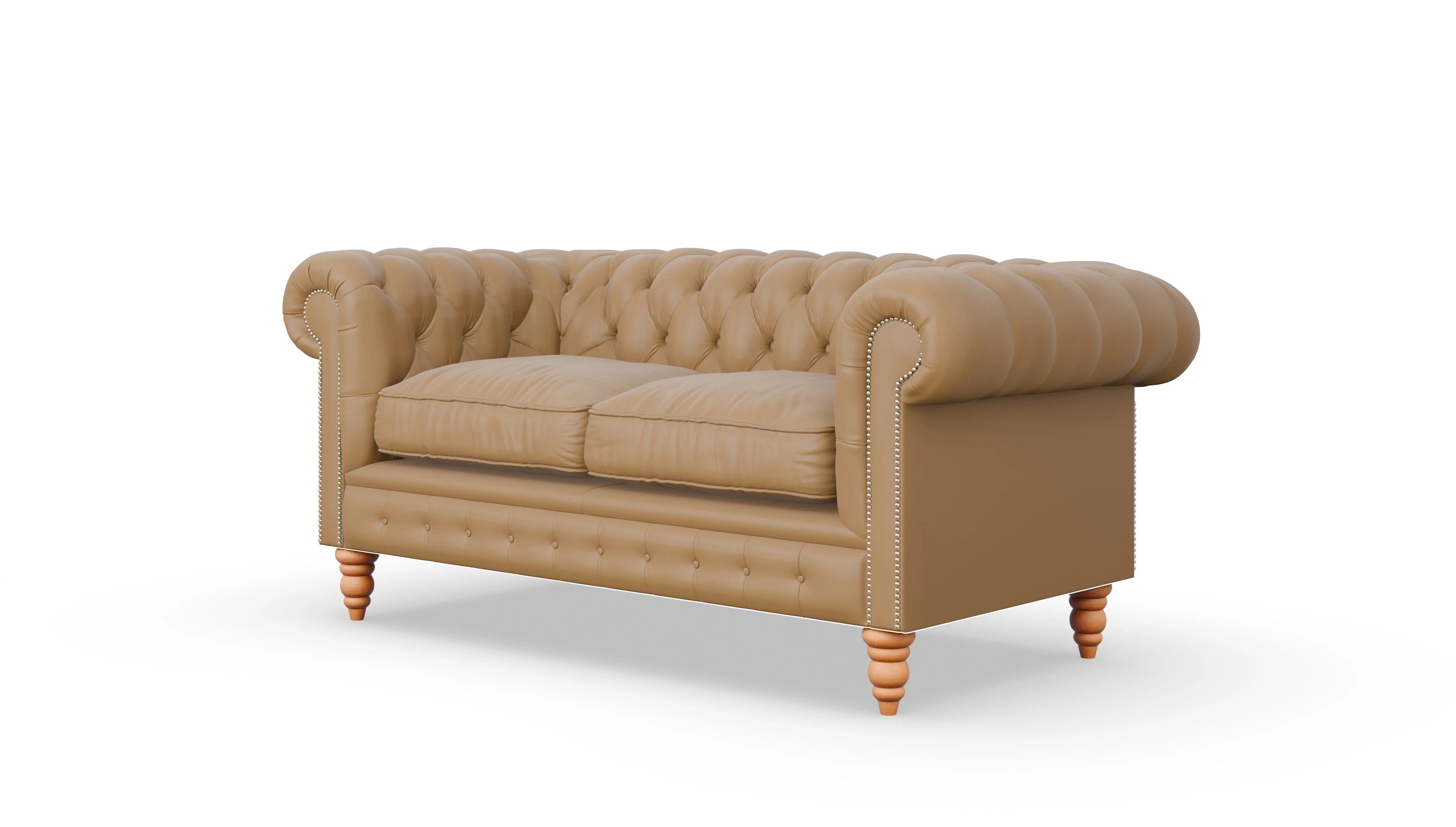 Chesterfield Sofa Bennet Ansicht des Produktes Bennet 2,5-Sitzer in Leder gelb