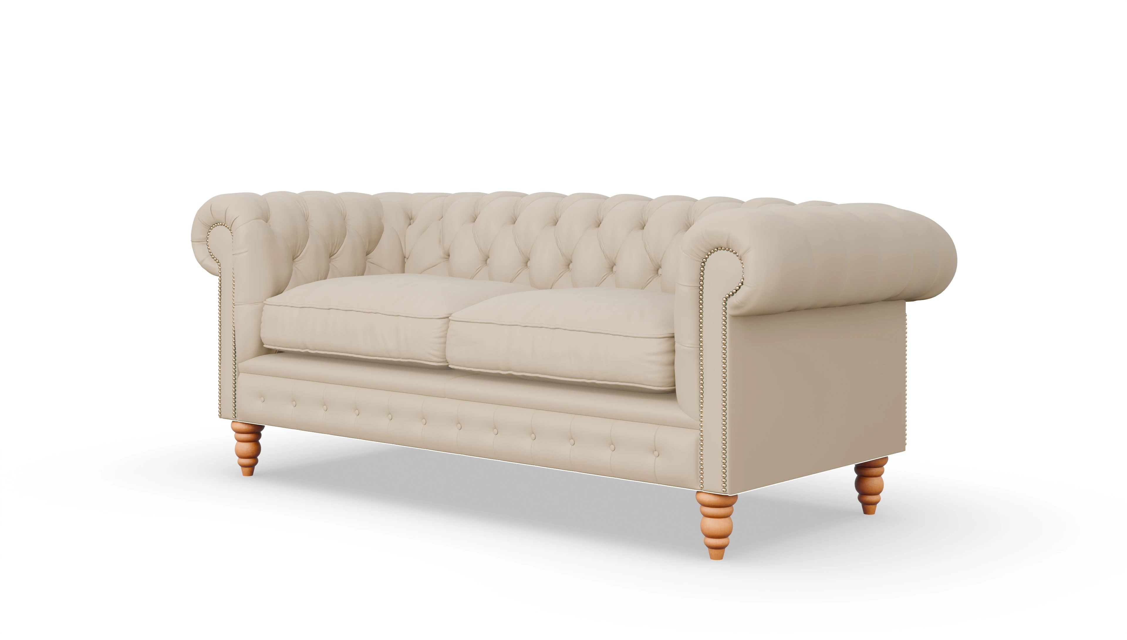 Chesterfield Sofa Bennet Ansicht des Produktes Bennet 3-Sitzer in Leder beige