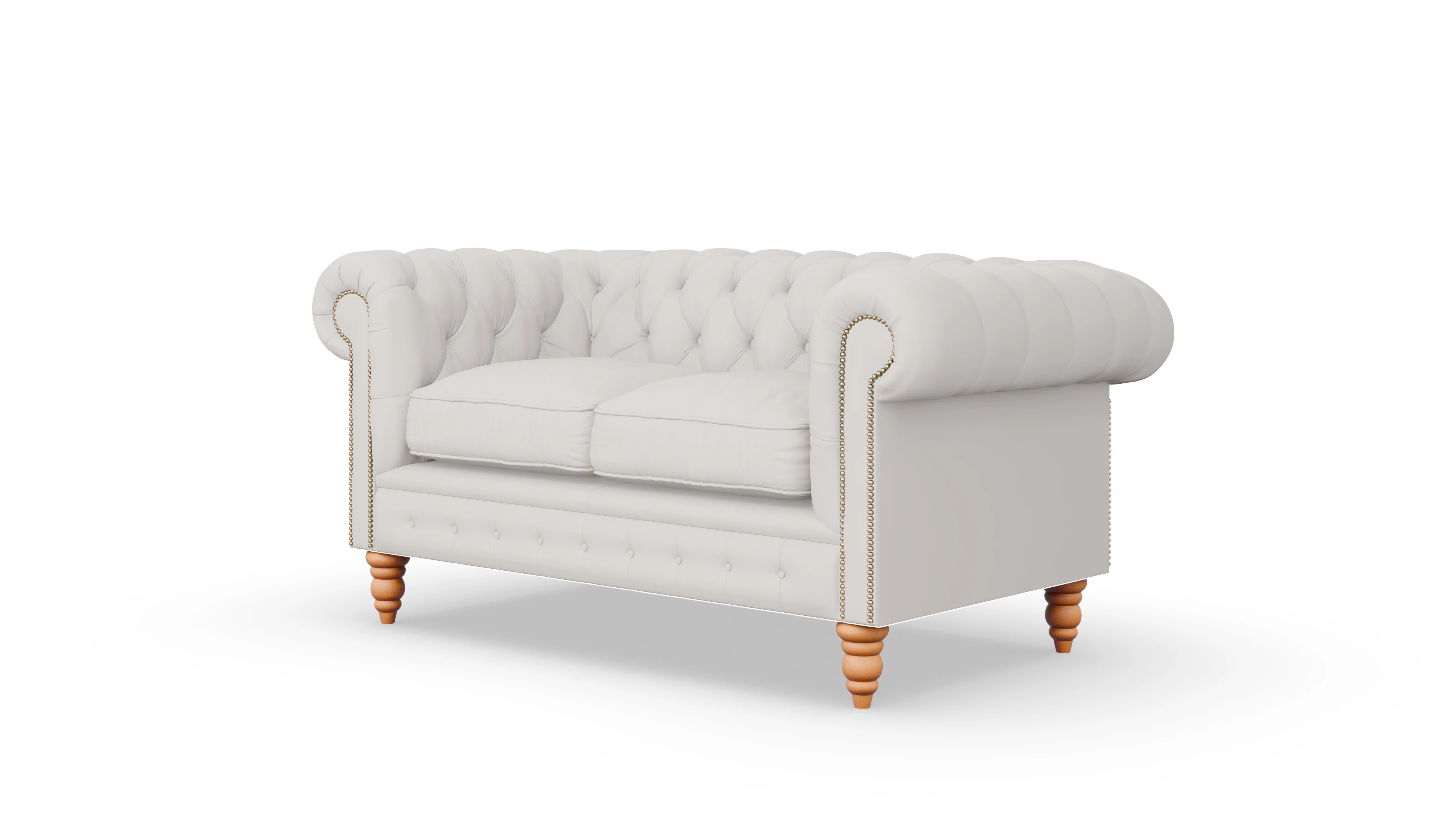 Chesterfield Sofa Bennet Ansicht des Produktes Bennet 2-Sitzer in Leder weiß