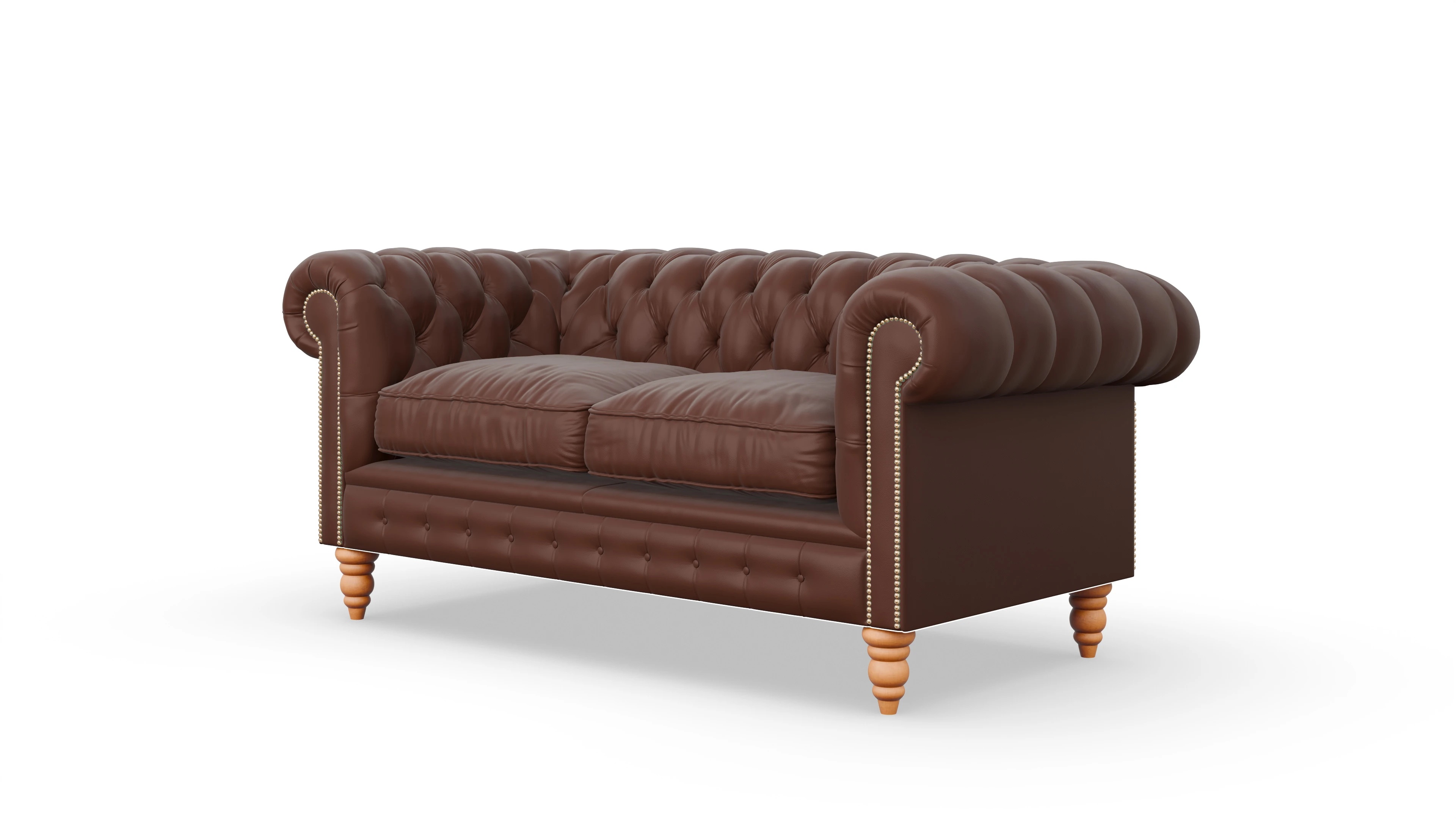 Chesterfield Sofa Bennet Ansicht des Produktes Bennet 2,5-Sitzer in Leder braun