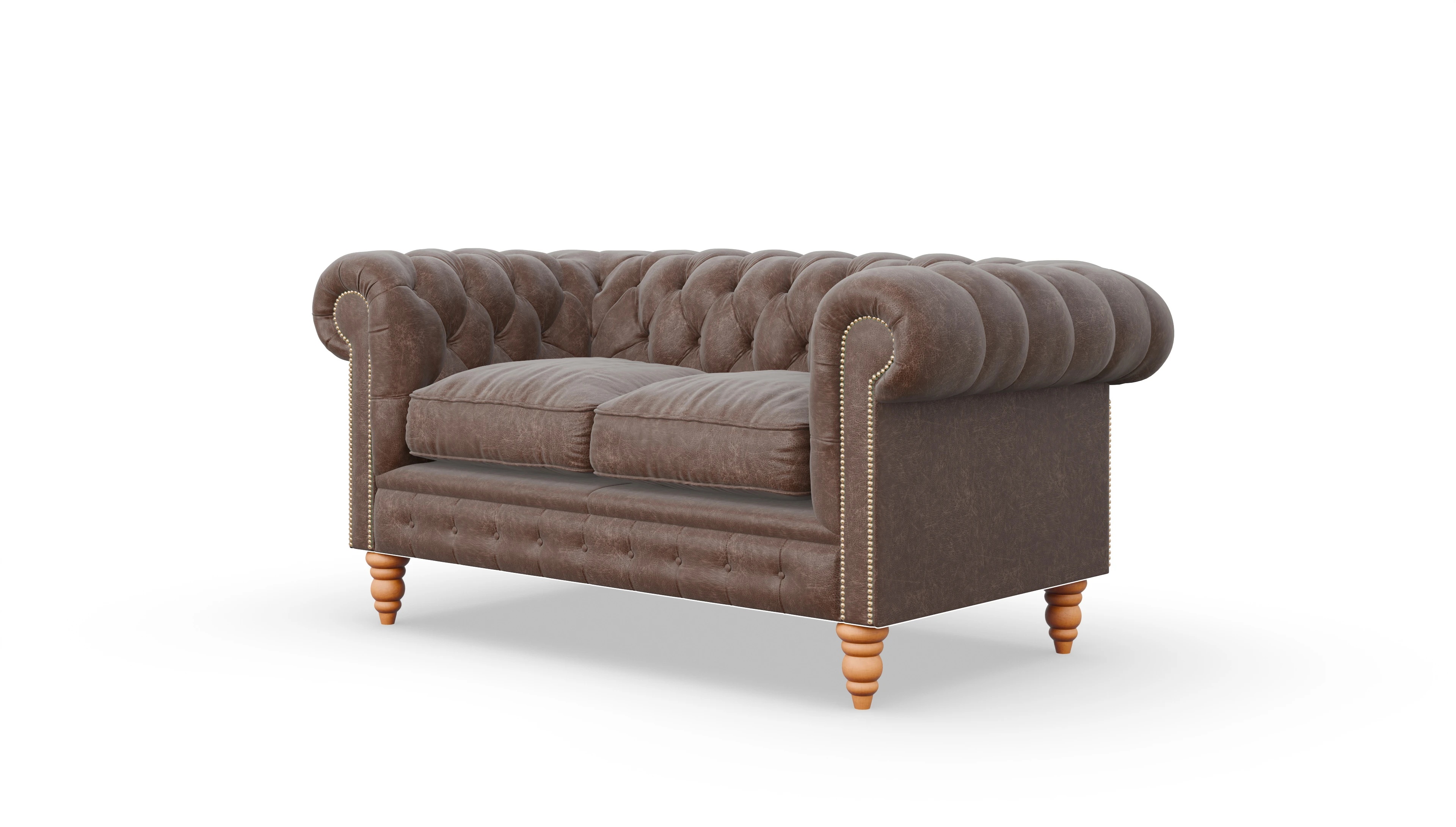 Chesterfield Sofa Bennet Ansicht des Produktes Bennet 2-Sitzer in Leder braun