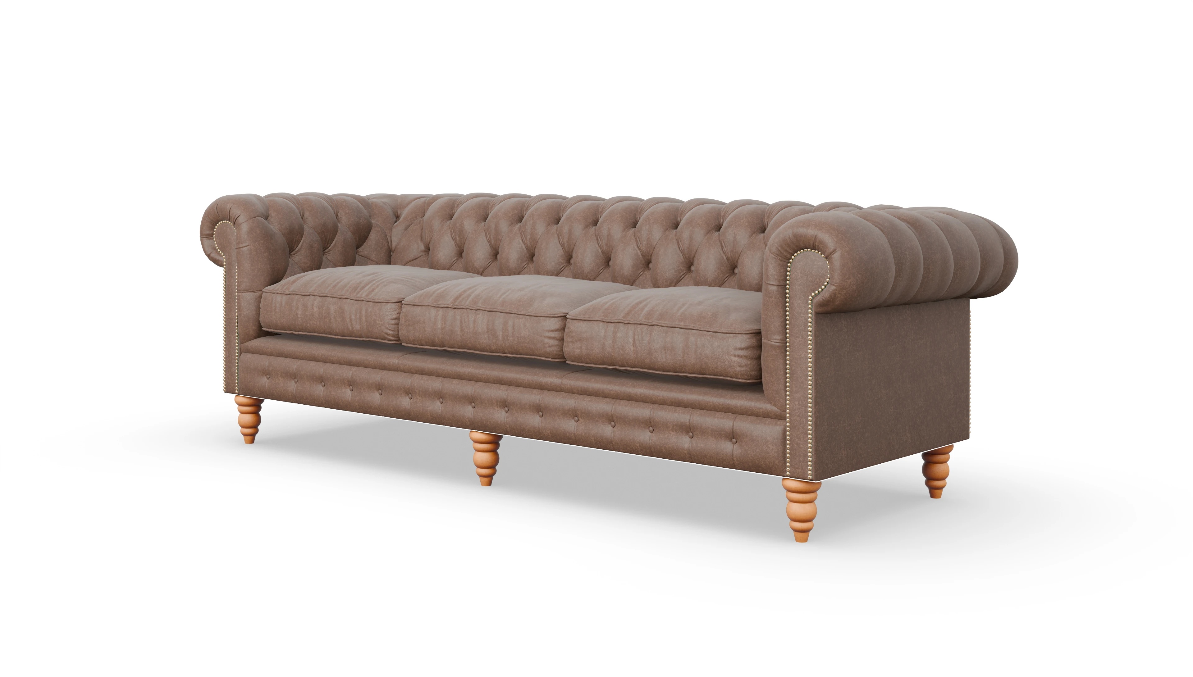 Chesterfield Sofa Bennet Ansicht des Produktes Bennet 4-Sitzer in Leder braun