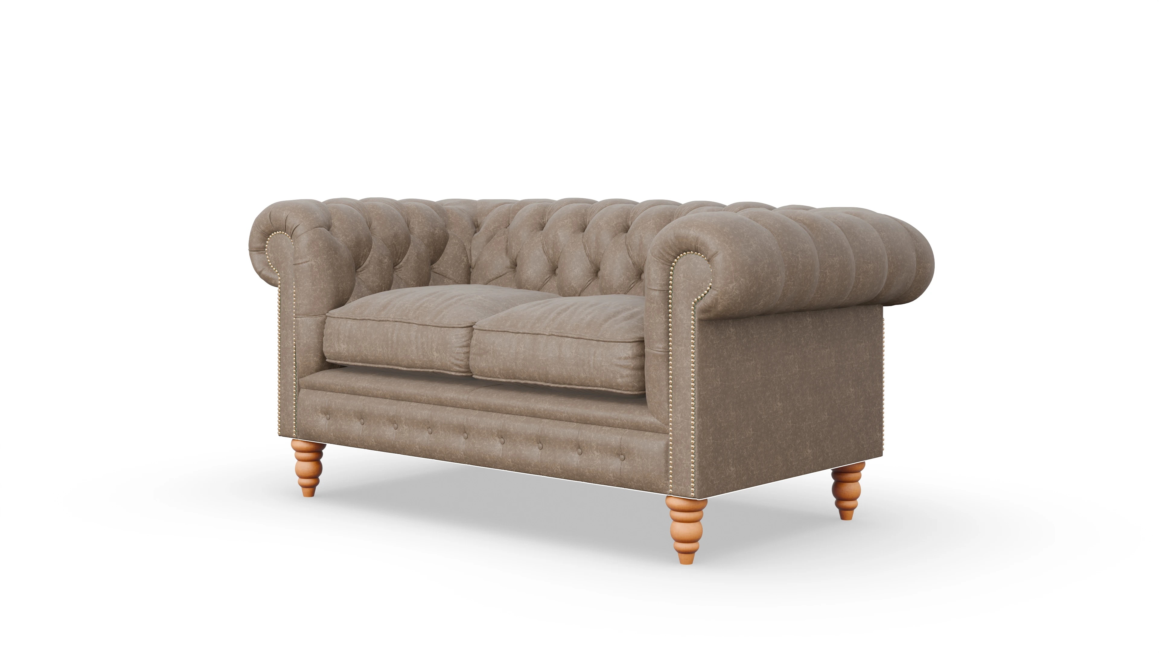 Chesterfield Sofa Bennet Ansicht des Produktes Bennet 2-Sitzer in Leder braun