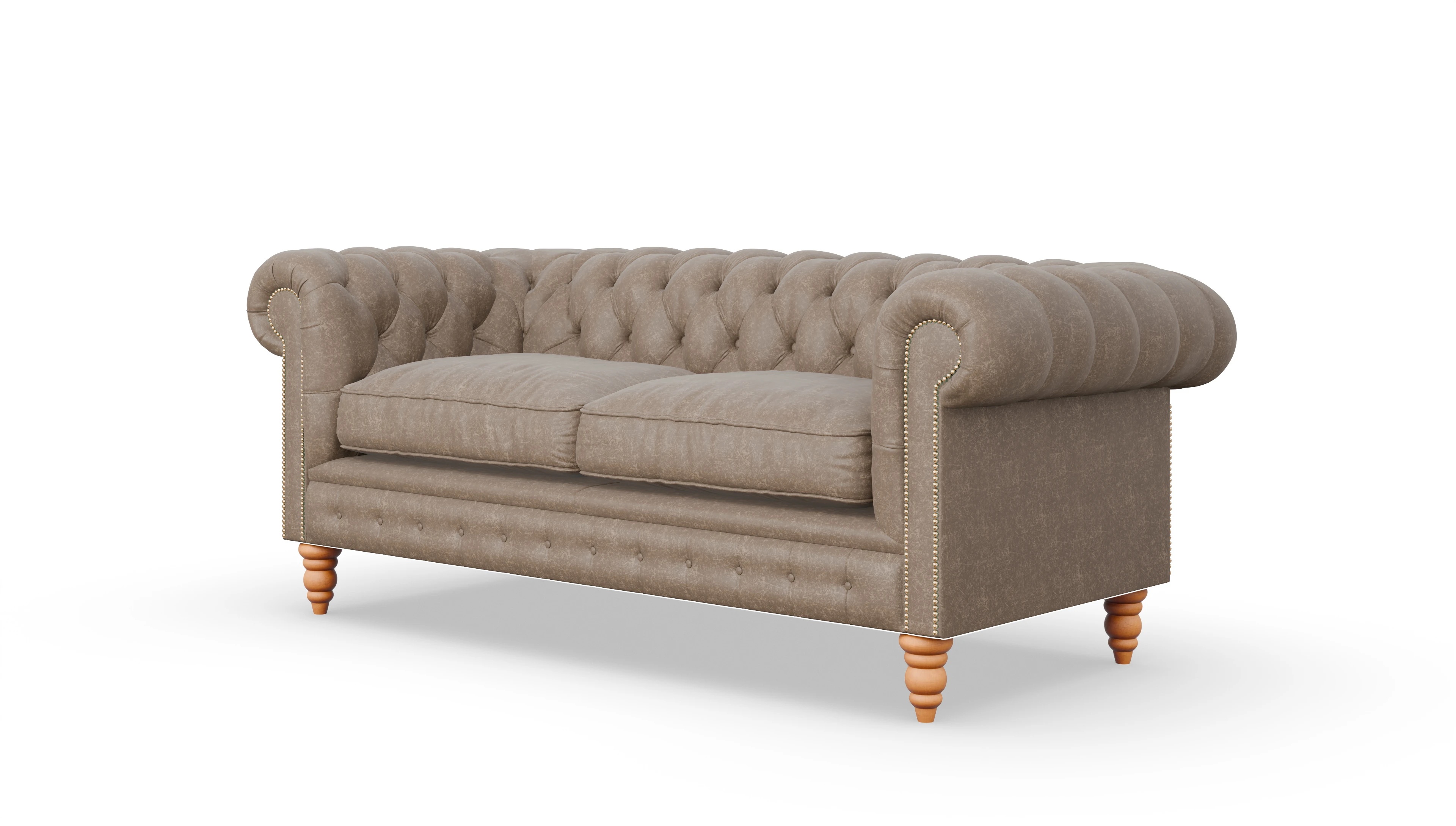 Chesterfield Sofa Bennet Ansicht des Produktes Bennet 3-Sitzer in Leder braun