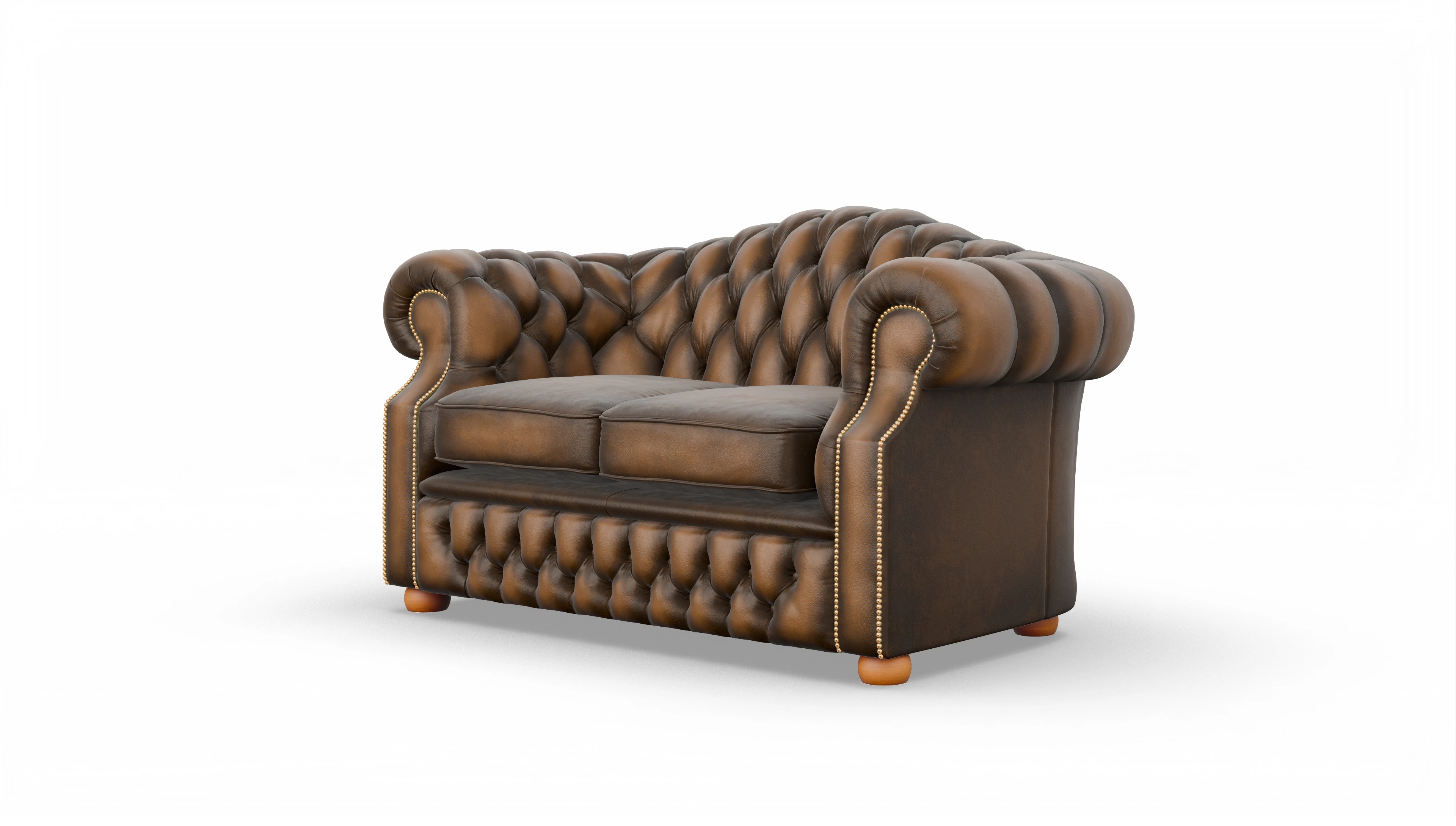Chesterfield Sofa Yates Ansicht des Produktes Yates 2-Sitzer in Leder braun
