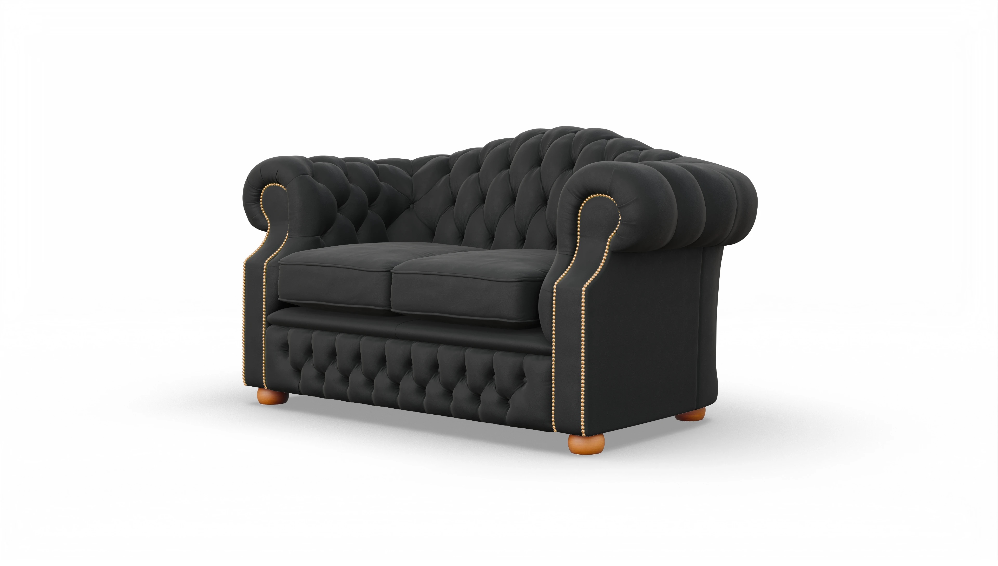 Chesterfield Sofa Yates Ansicht des Produktes Yates 3-Sitzer in Leder schwarz