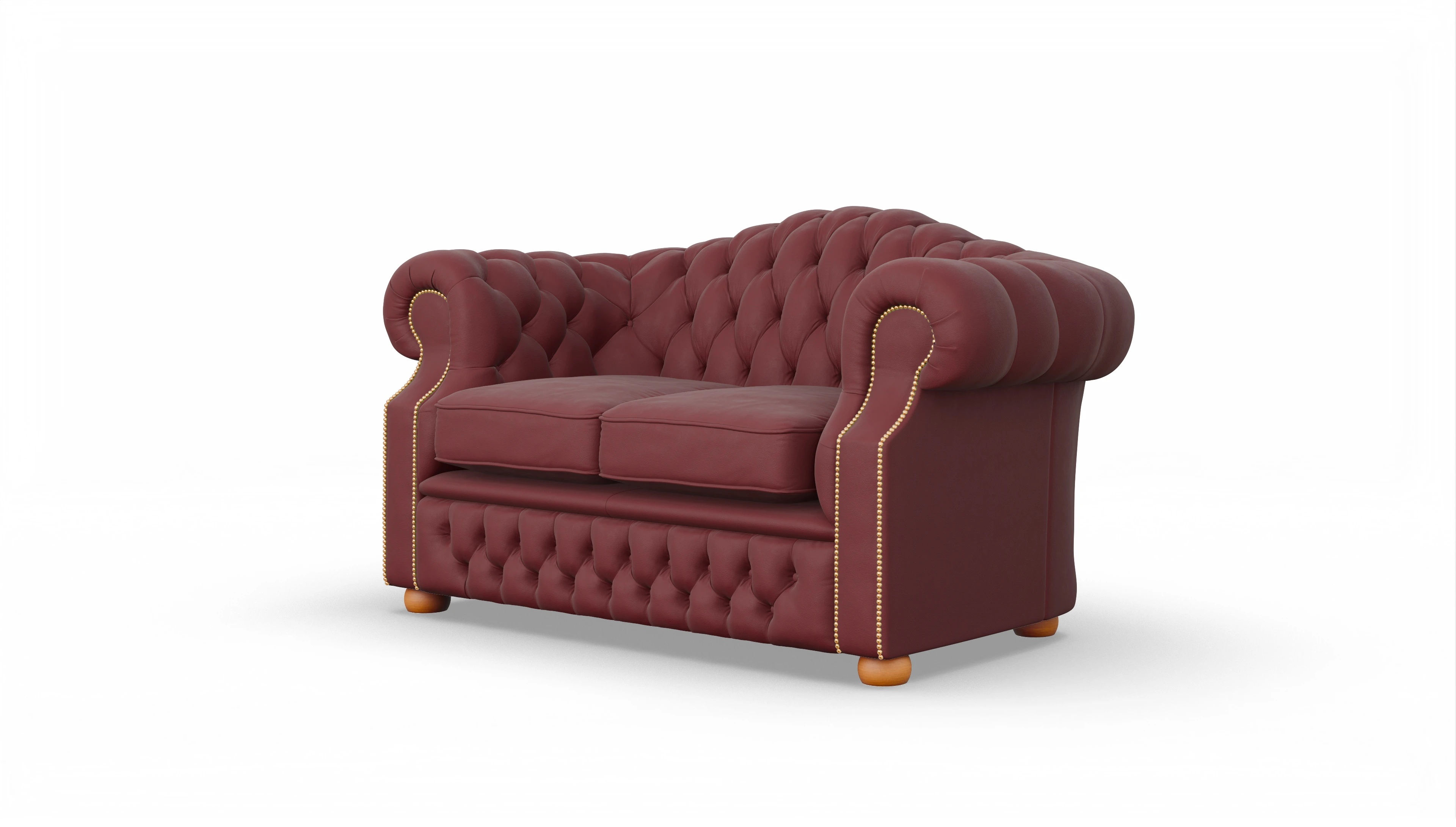 Chesterfield Sofa Yates Ansicht des Produktes Yates 2-Sitzer in Leder rot