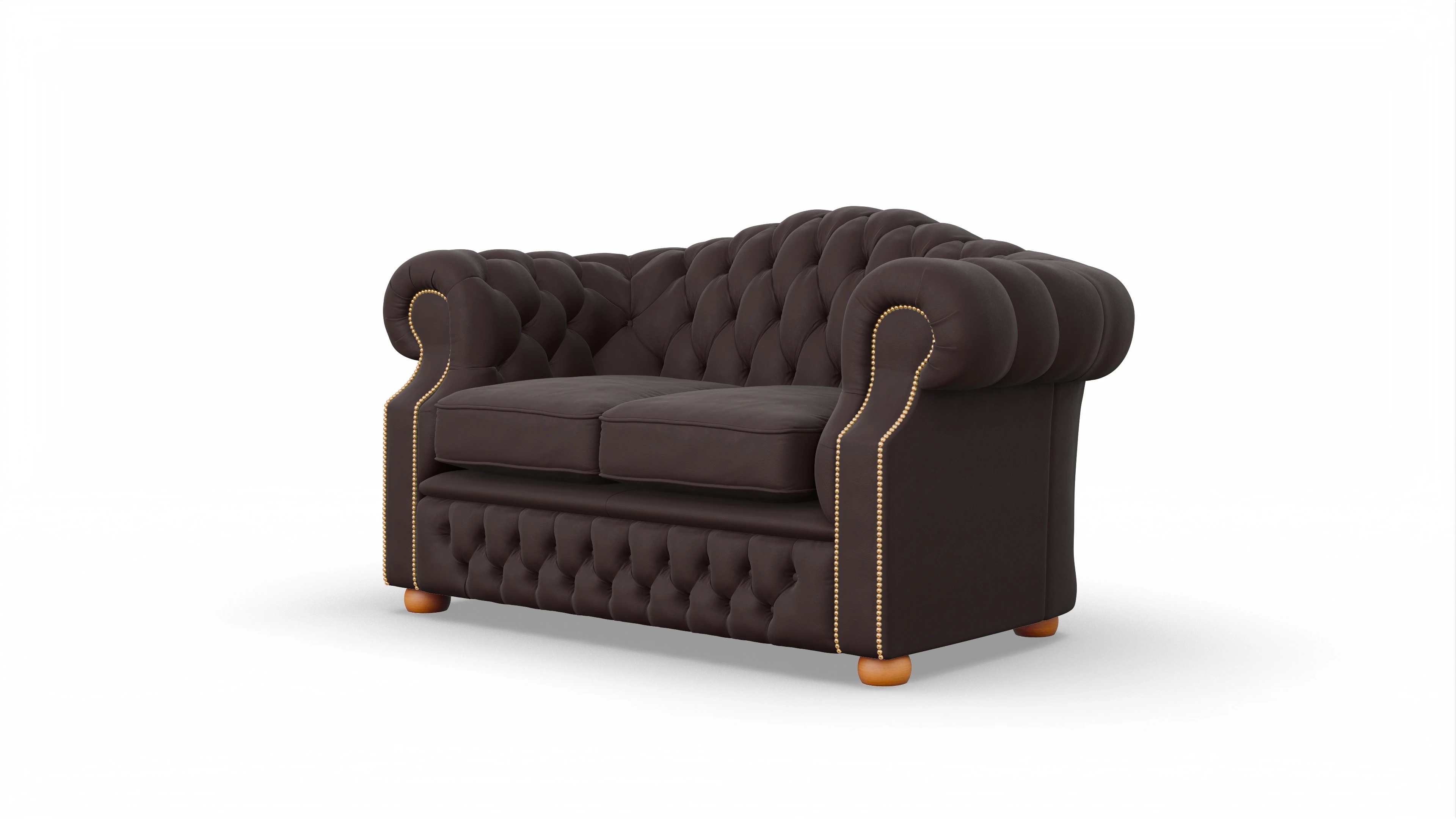 Chesterfield Sofa Yates Ansicht des Produktes Yates 2-Sitzer in Leder braun