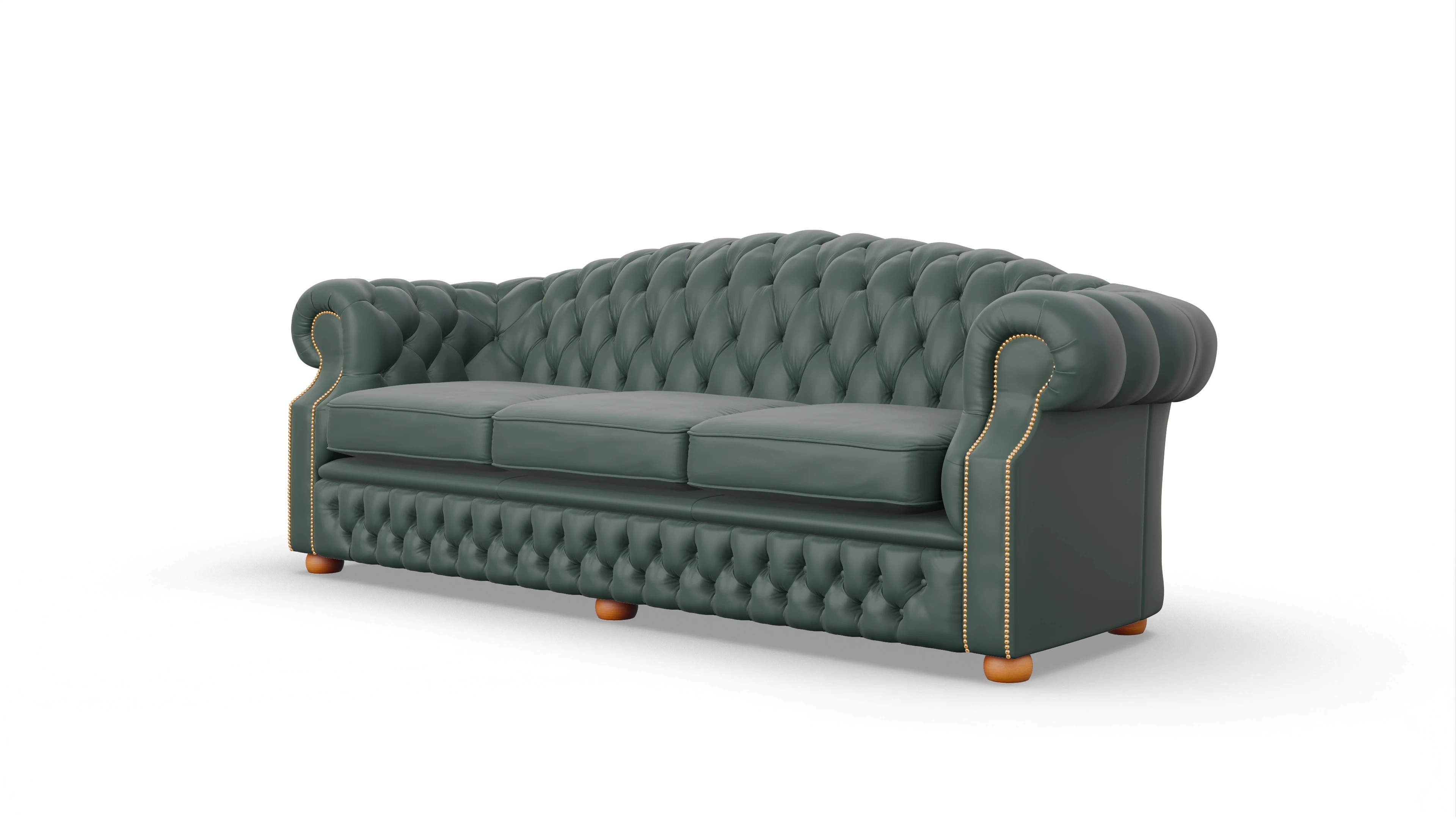 Chesterfield Sofa Yates Ansicht des Produktes Yates 4-Sitzer in Leder grün