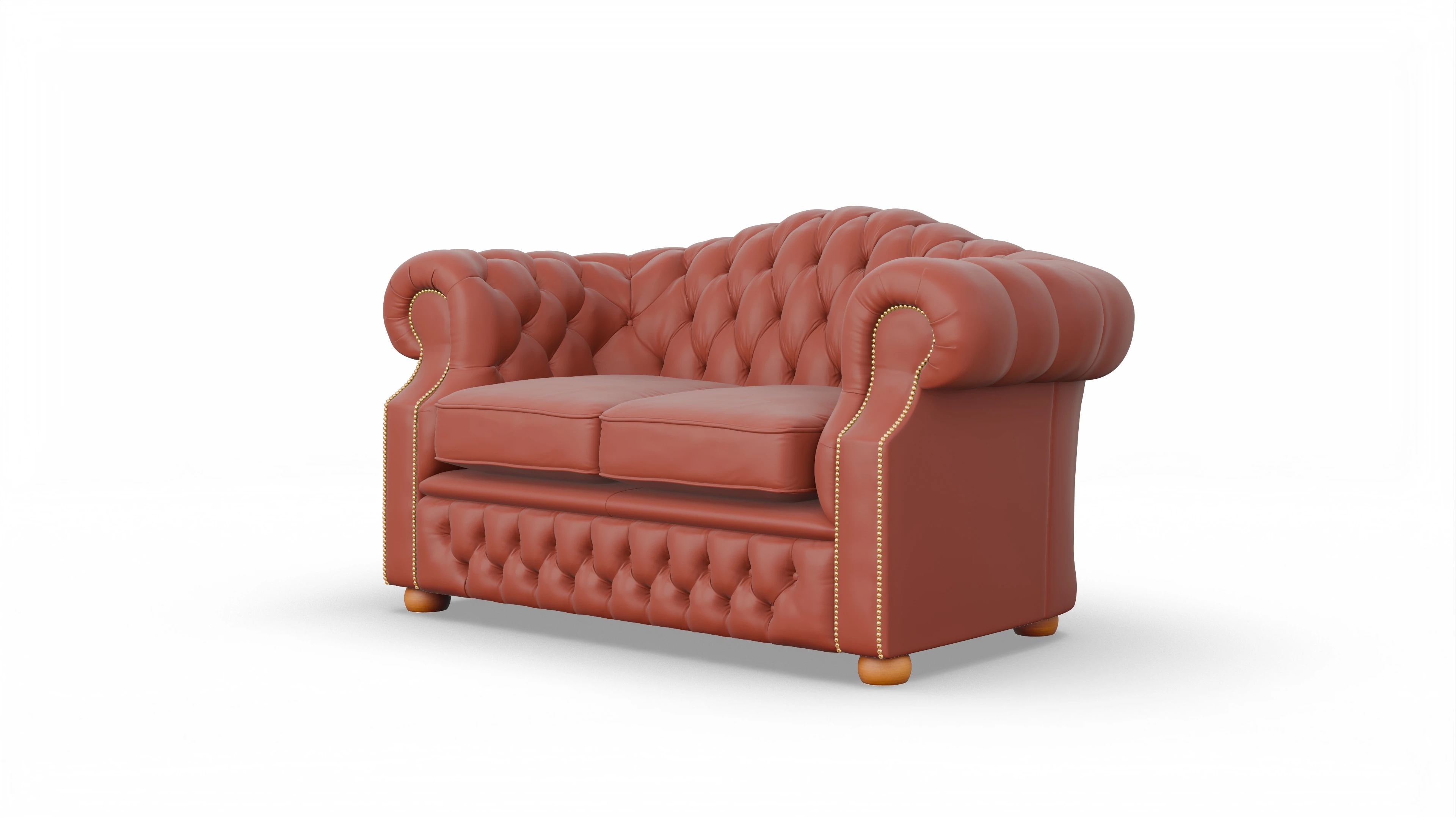 Chesterfield Sofa Yates Ansicht des Produktes Yates 2-Sitzer in Leder orange