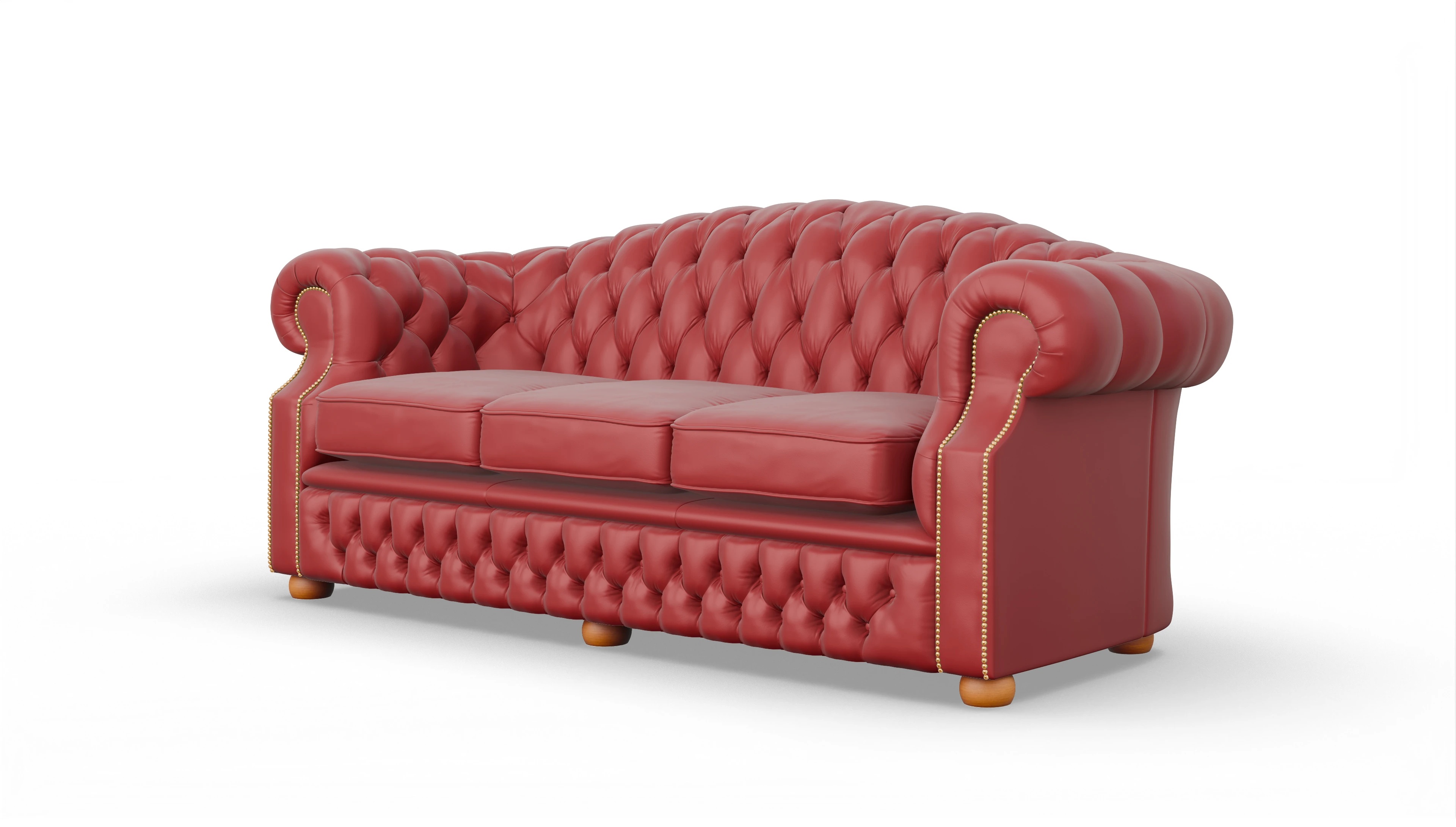 Chesterfield Sofa Yates Ansicht des Produktes Yates 3,5-Sitzer in Leder rot