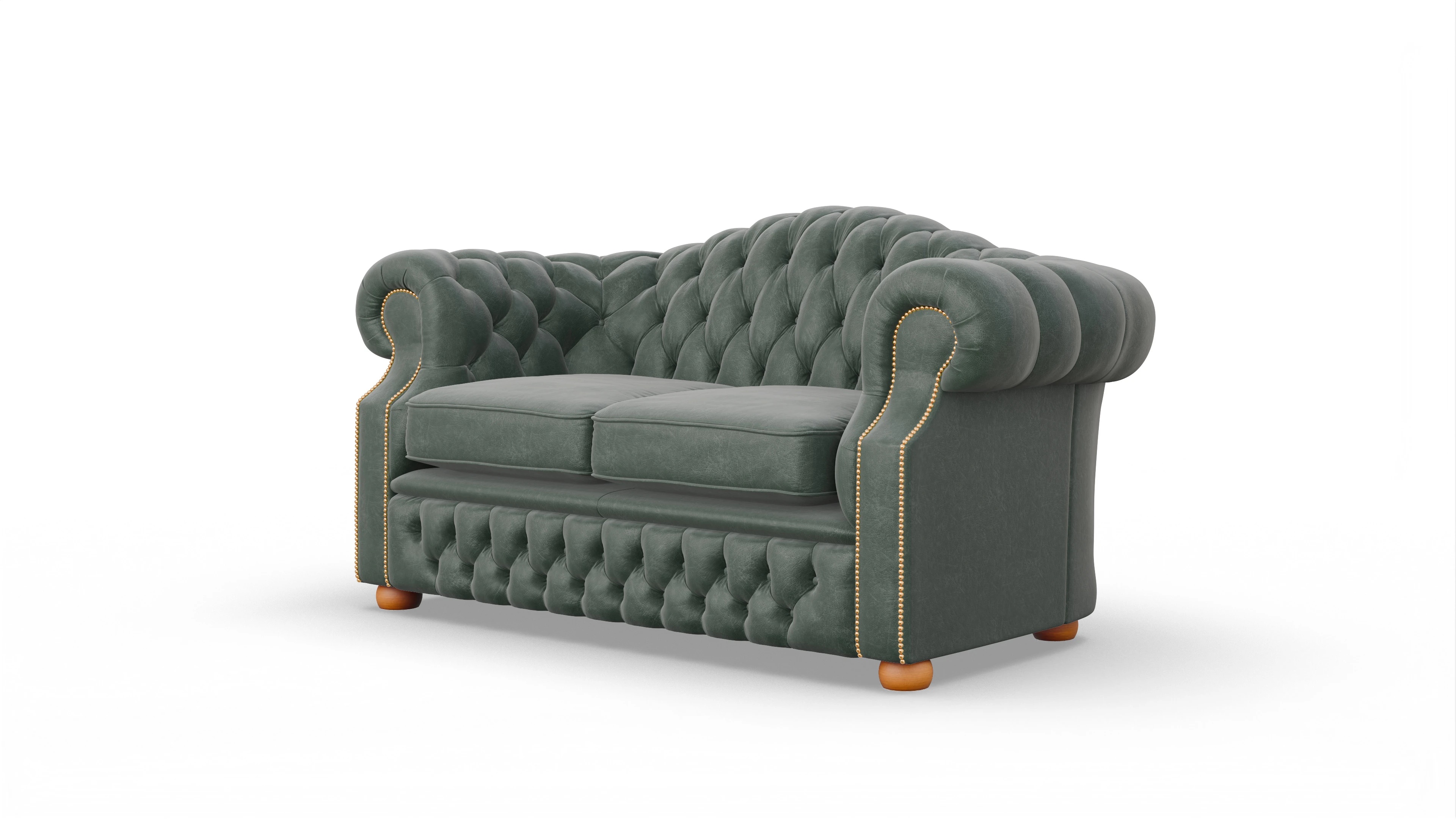 Chesterfield Sofa Yates Ansicht des Produktes Yates 2,5-Sitzer in Leder grün