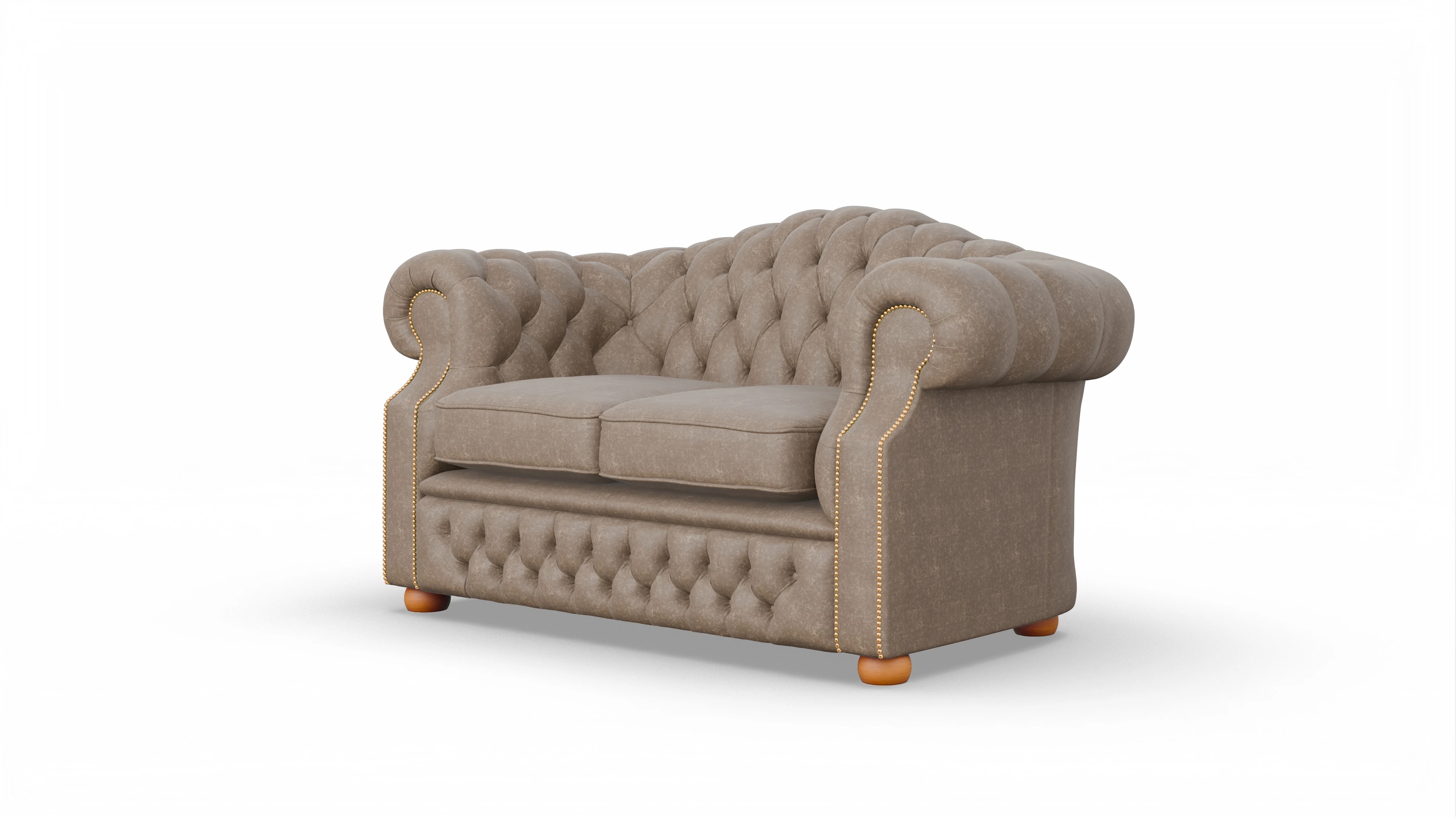 Chesterfield Sofa Yates Ansicht des Produktes Yates 2-Sitzer in Leder braun