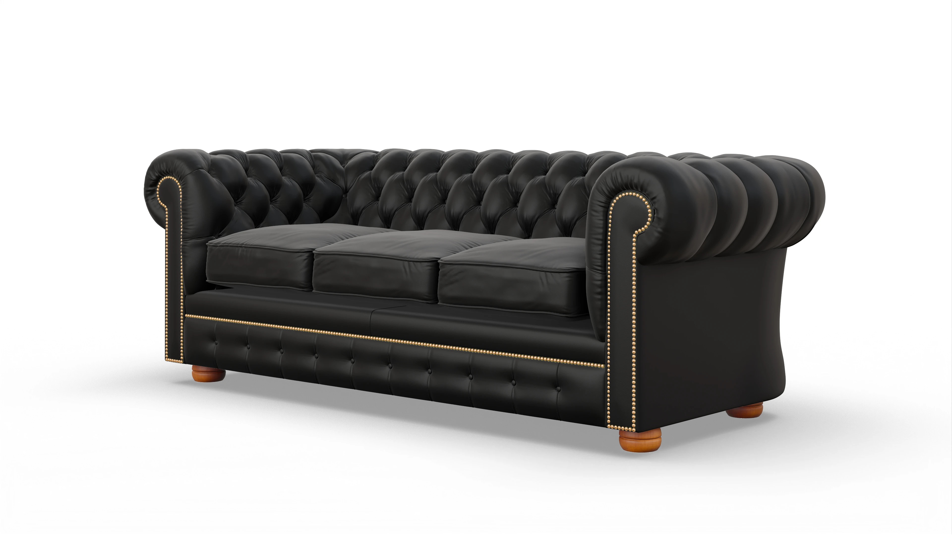 Chesterfield Sofa William Ansicht des Produktes William 3-Sitzer in Leder schwarz