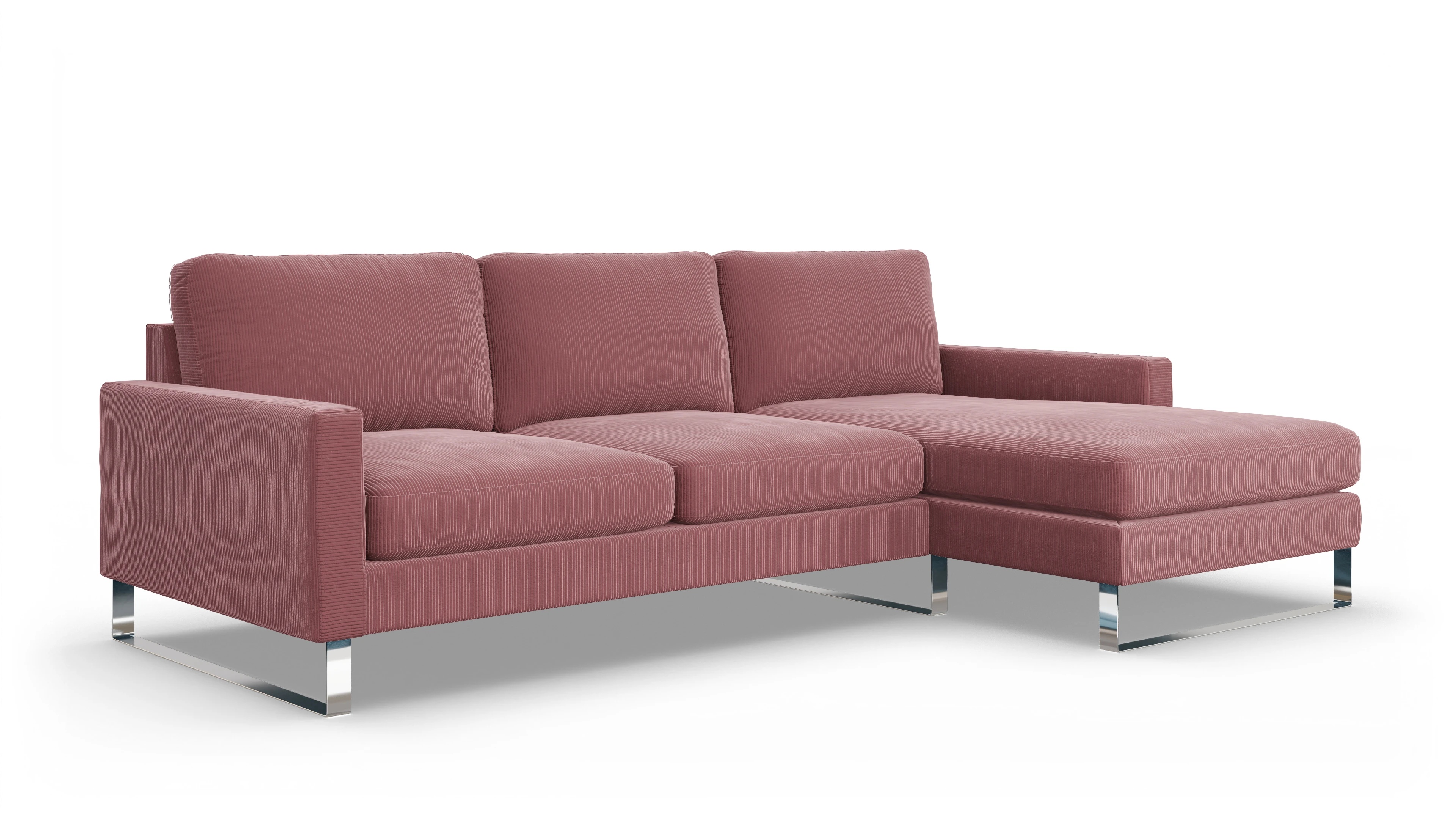 Ansicht des Produktes Cespon Sofa mit Rec rechts in Cord rot