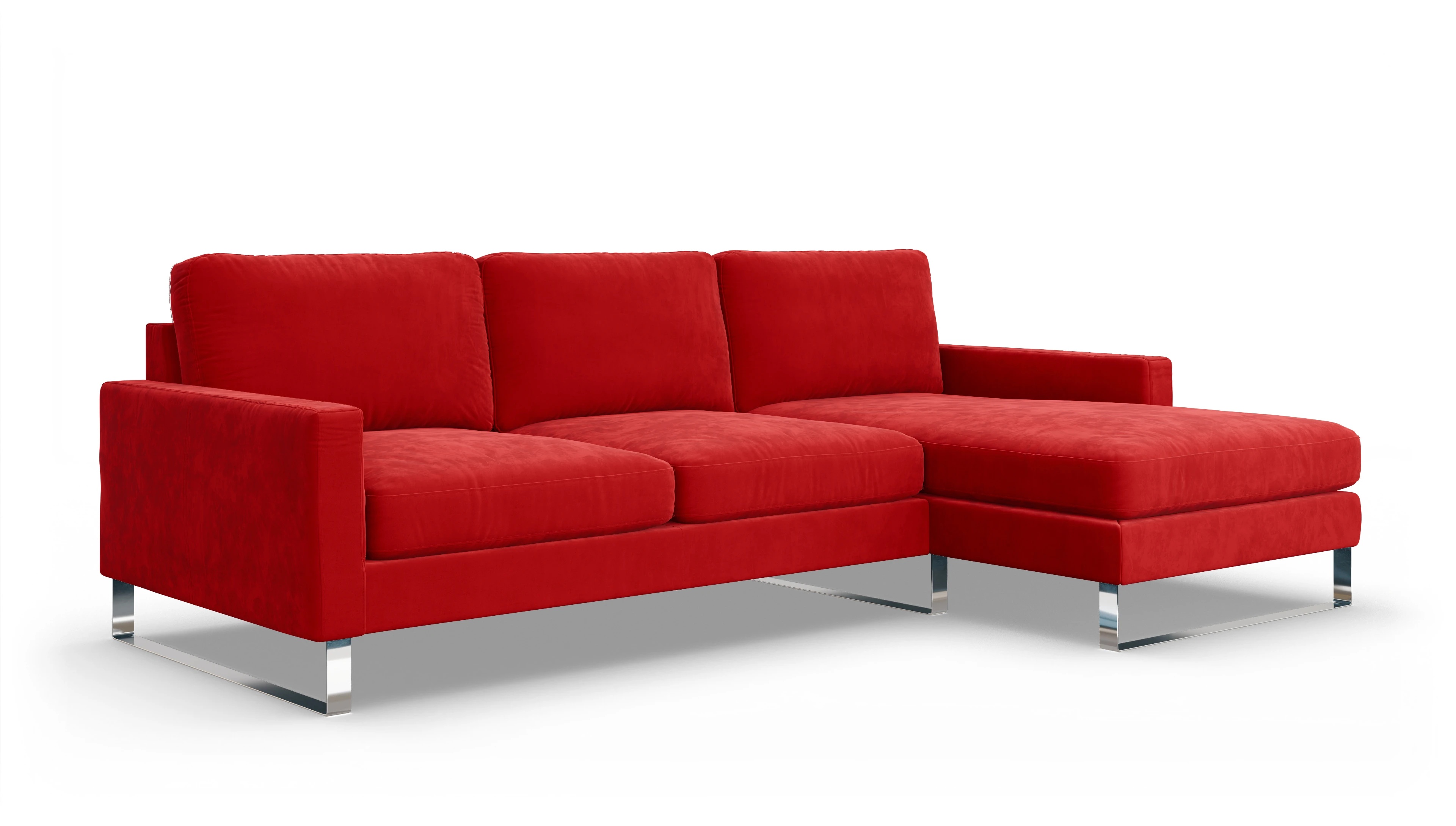 Cespon Stoffsofa Ansicht des Produktes Cespon Sofa mit Rec rechts in Samt rot