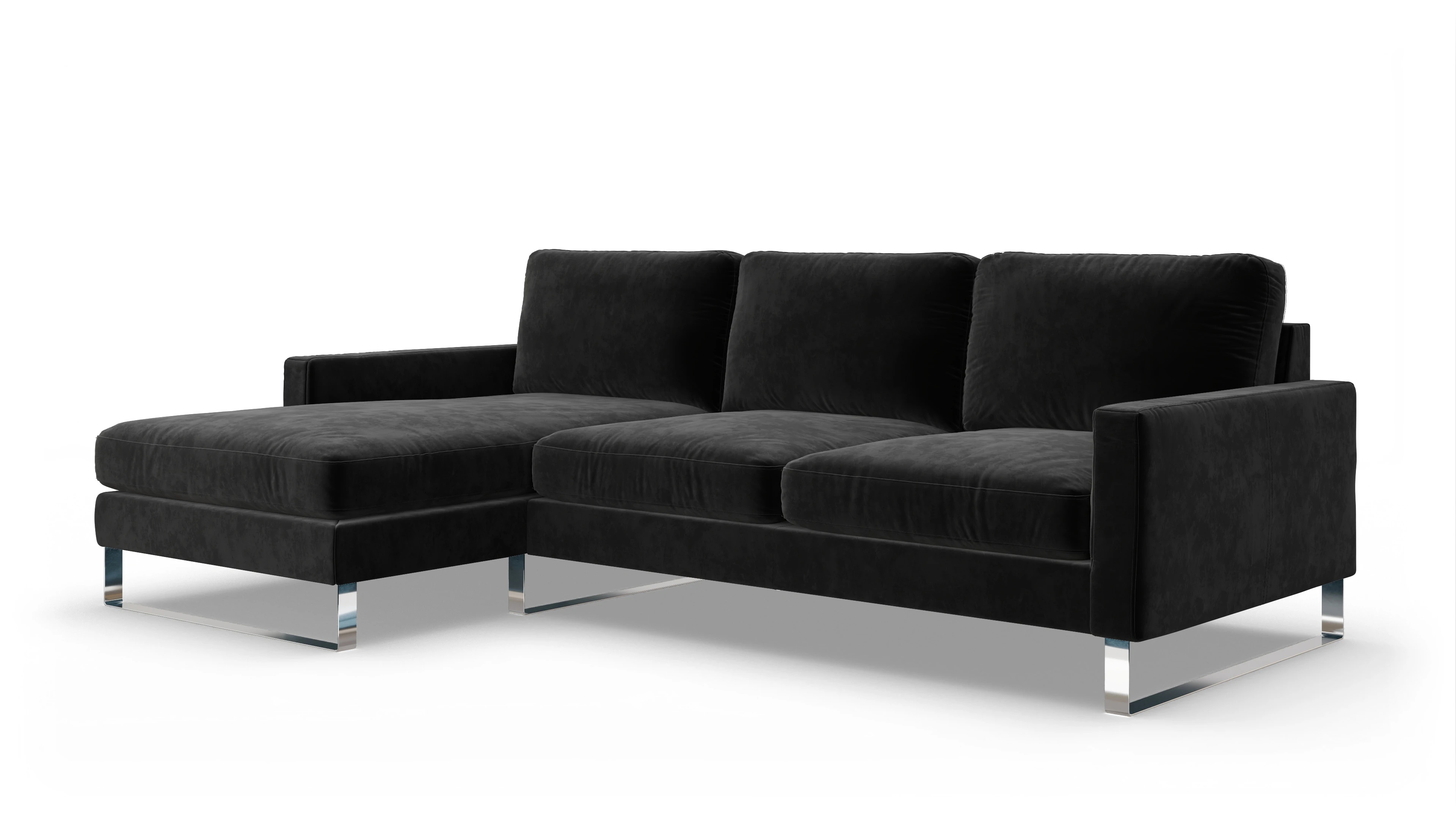 Ansicht des Produktes Cespon Sofa mit Rec links in Samt schwarz