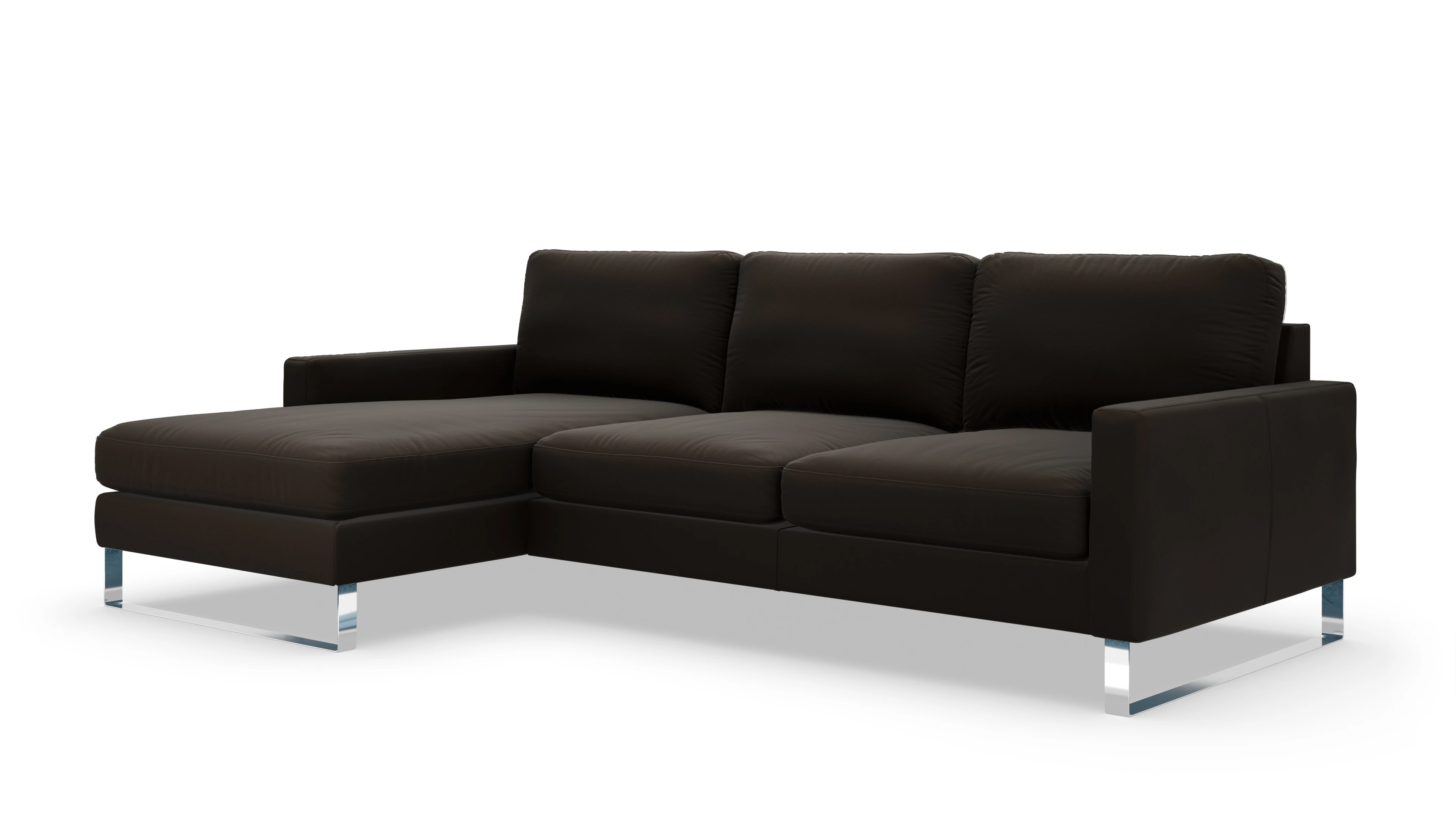 Cespon Ledersofa Ansicht des Produktes Cespon Sofa mit Rec links in Leder braun