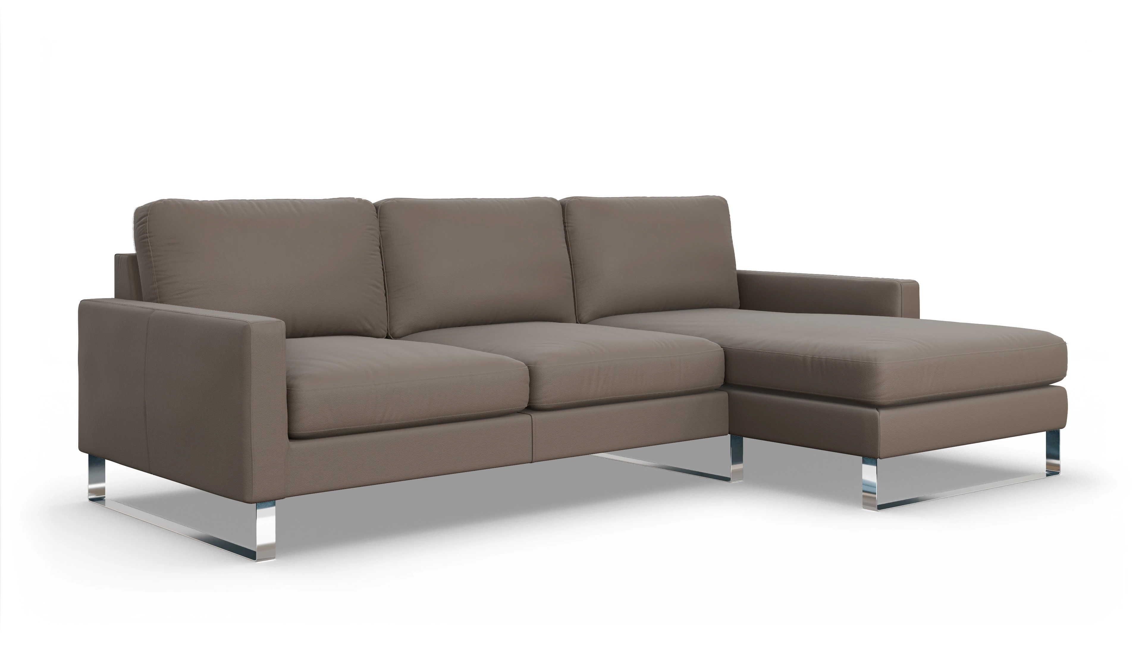 Cespon Ledersofa Ansicht des Produktes Cespon Sofa mit Rec rechts in Leder beige