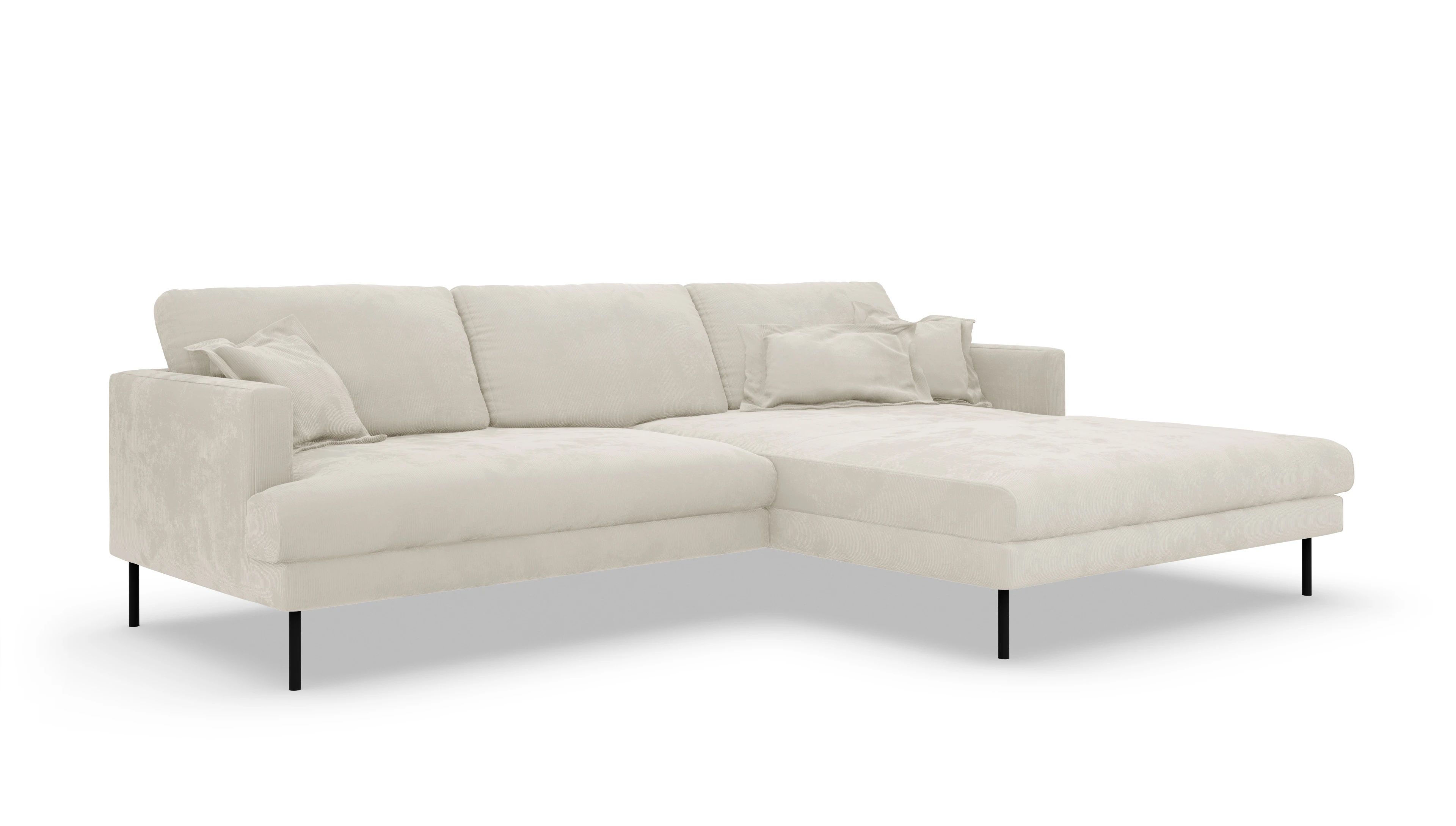 Stoffsofa Arna Ansicht des Produktes Arna Sofa mit Rec rechts in Cord weiß