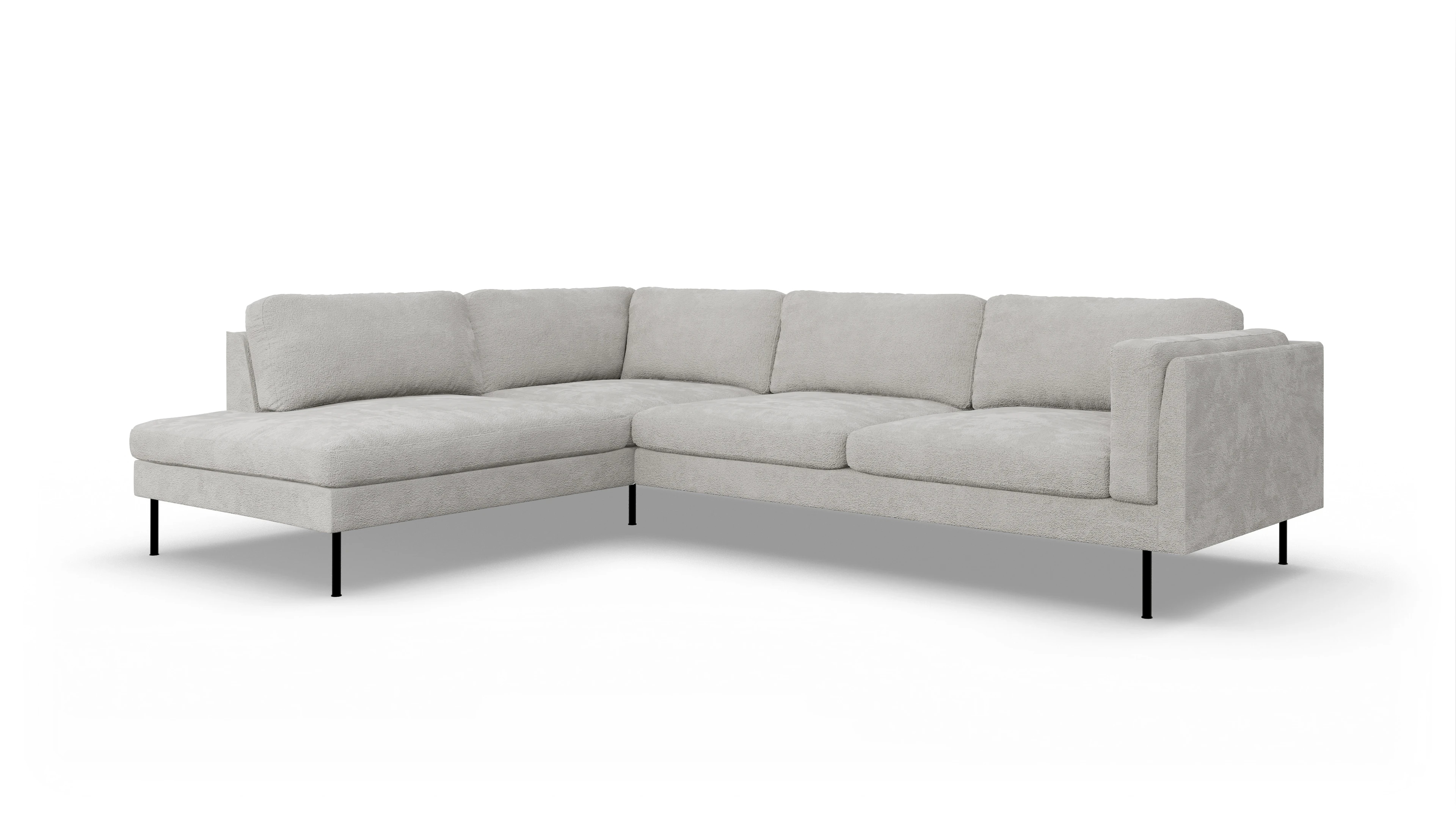 Ansicht des Produktes Henriksen Sofa mit Ottomane links in Stoff weiß