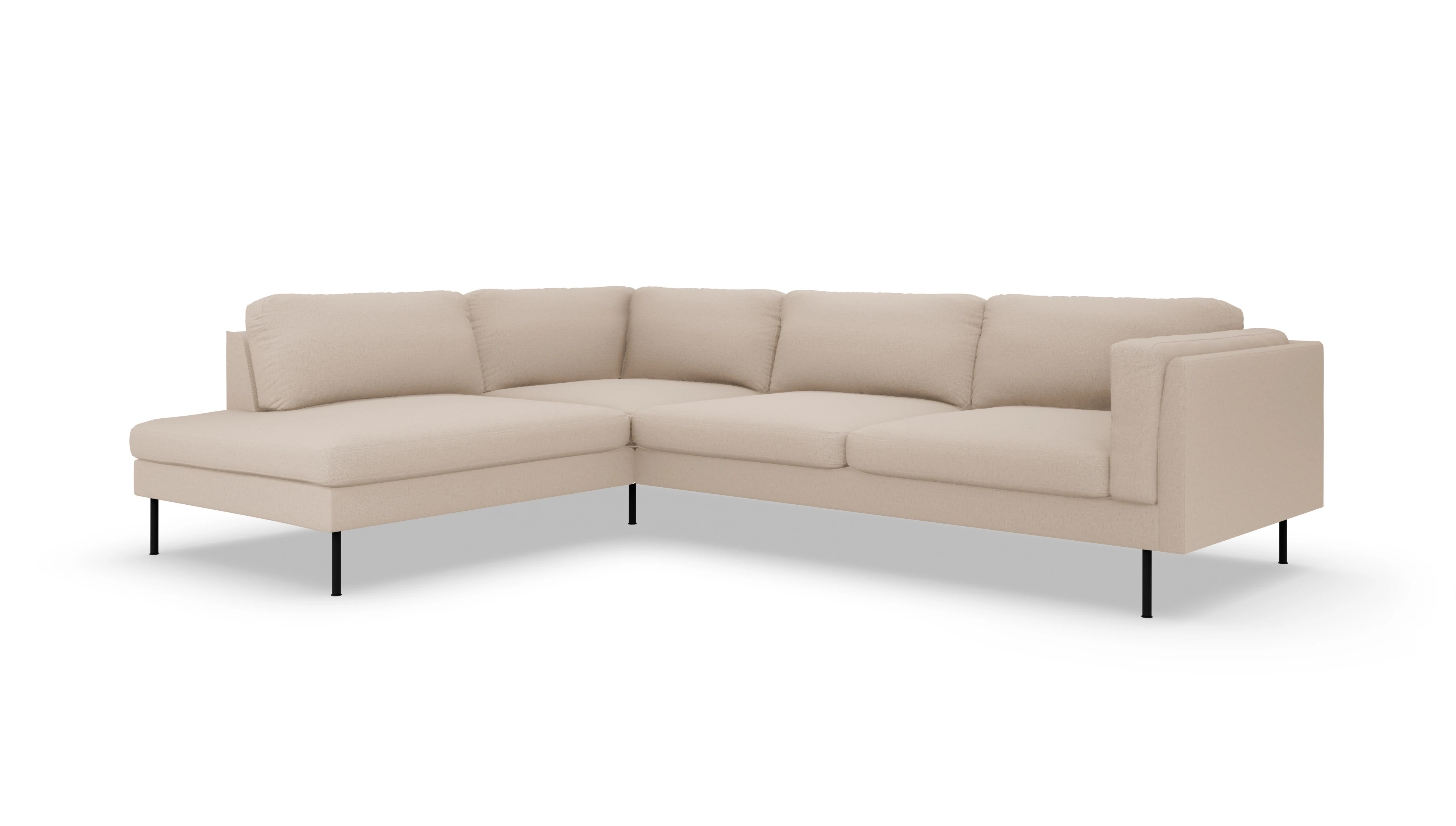 Ansicht des Produktes Henriksen Sofa mit Ottomane links in Stoff beige