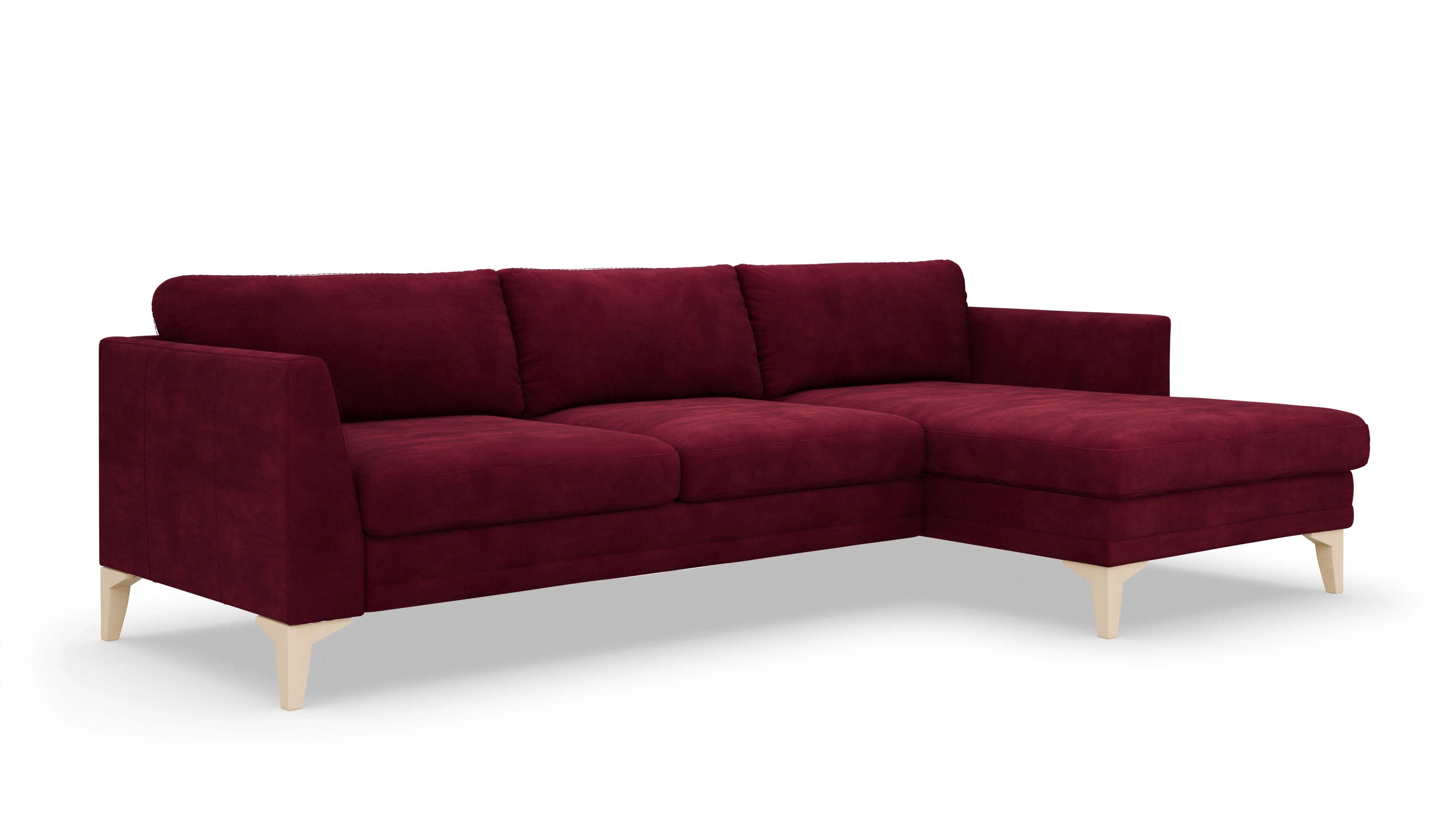 Stoffsofa Fairfield Ansicht des Produktes Fairfield Sofa mit Rec rechts in Samt rot