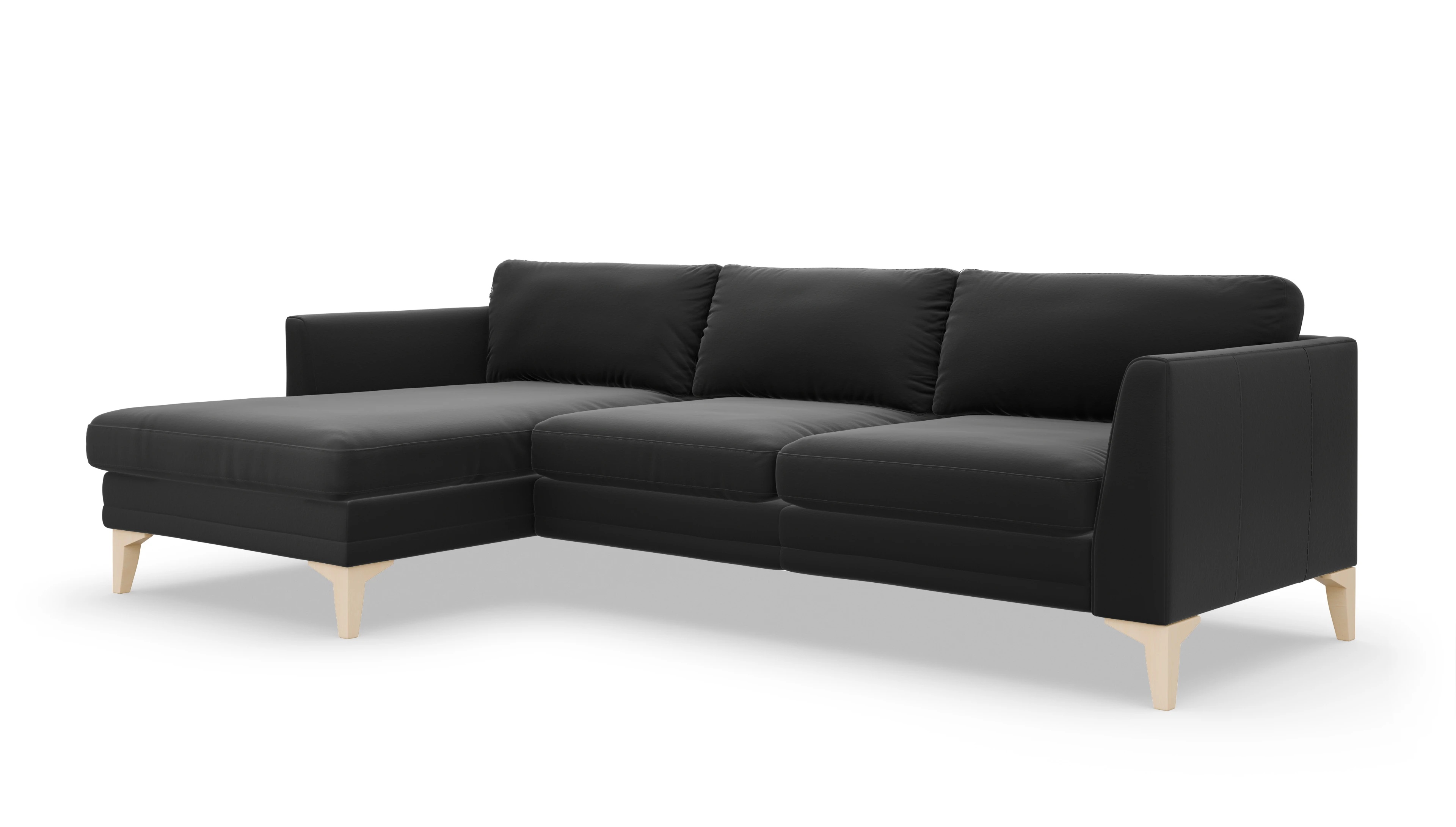 Ledersofa Fairfield Ansicht des Produktes Fairfield Sofa mit Rec links in Leder schwarz