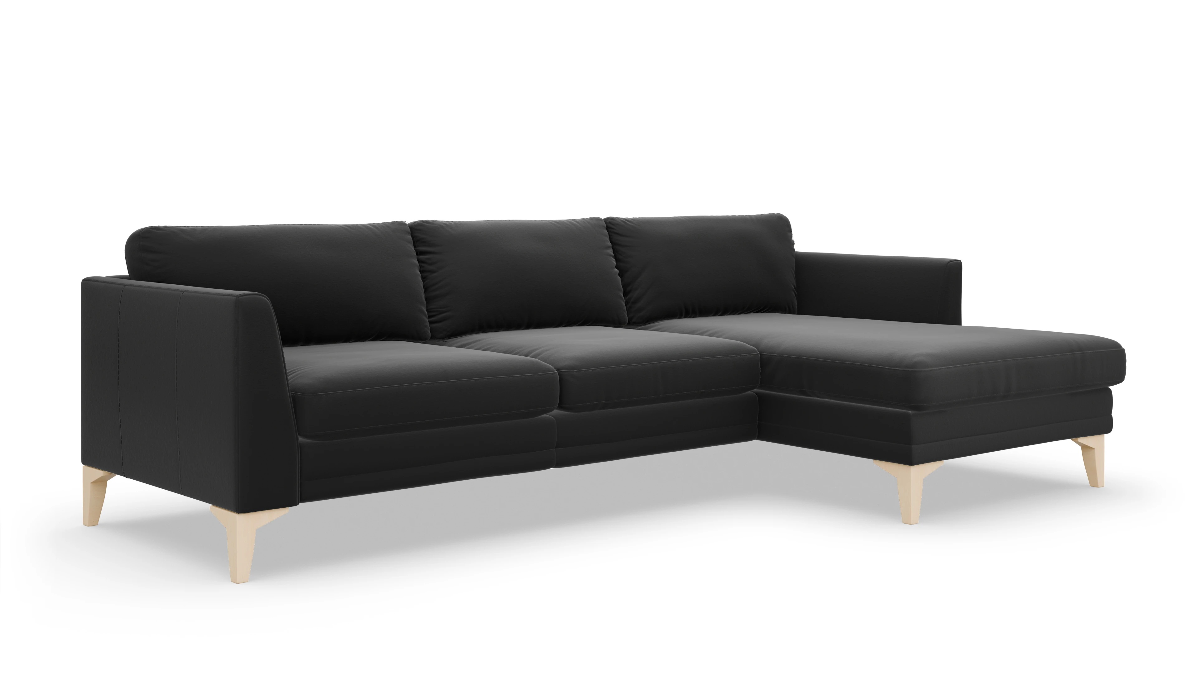 Ansicht des Produktes Fairfield Sofa mit Rec rechts in Leder schwarz
