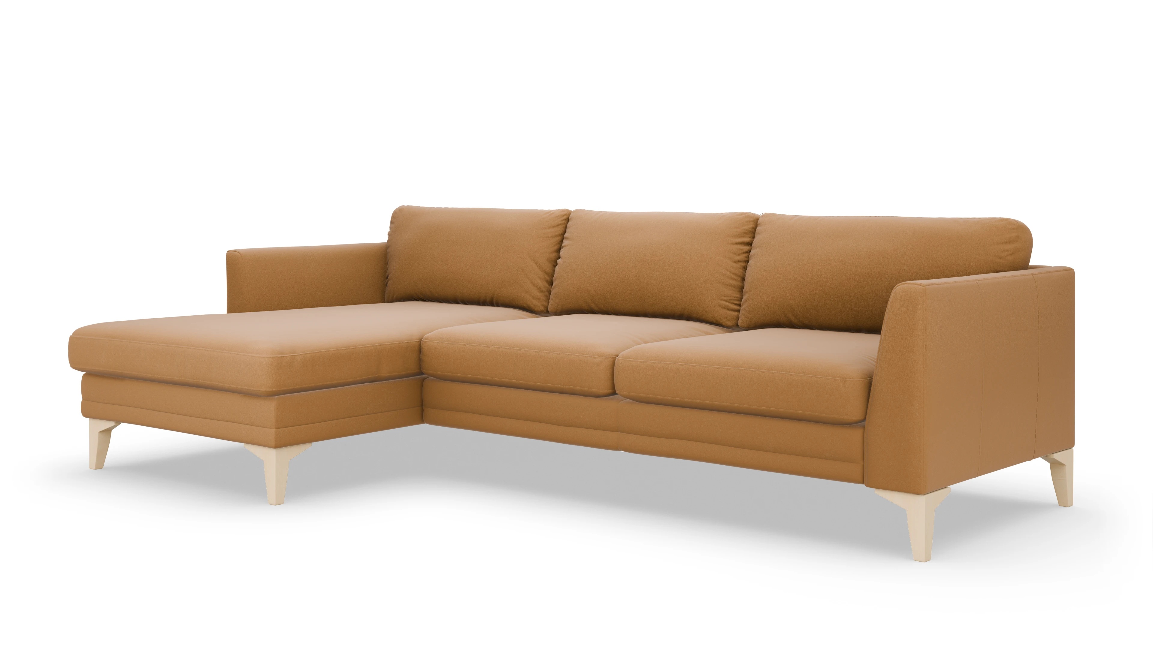 Ledersofa Fairfield Ansicht des Produktes Fairfield Sofa mit Rec links in Leder braun