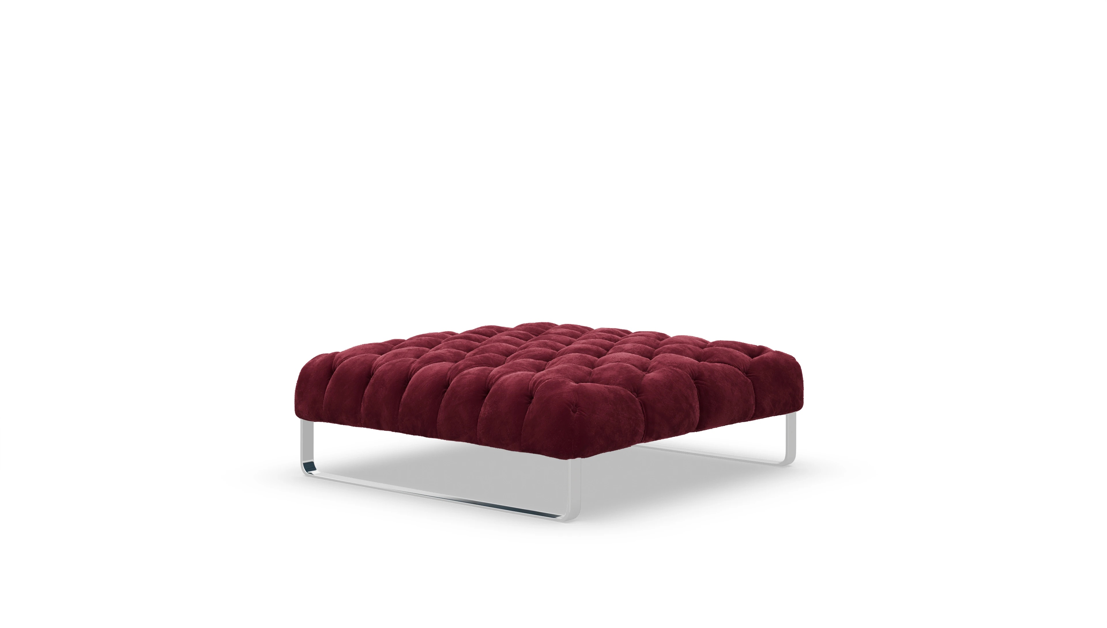 Chesterfield Hocker Nox in Samt Ansicht des Produktes Nox Hocker in Samt rot