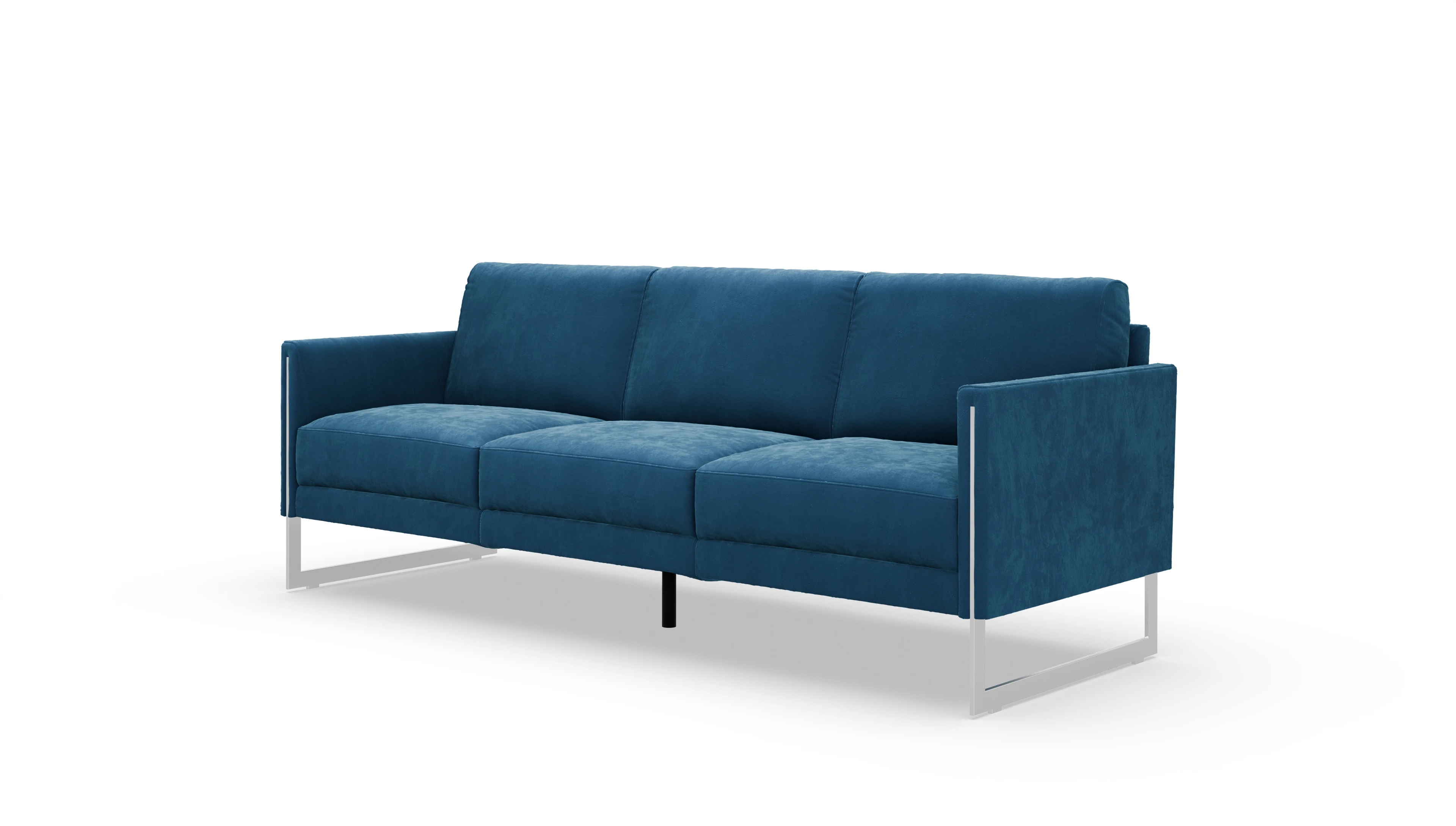 Designer-Sofa Nebbia in Samt Ansicht des Produktes Nebbia 3-Sitzer in Samt blau