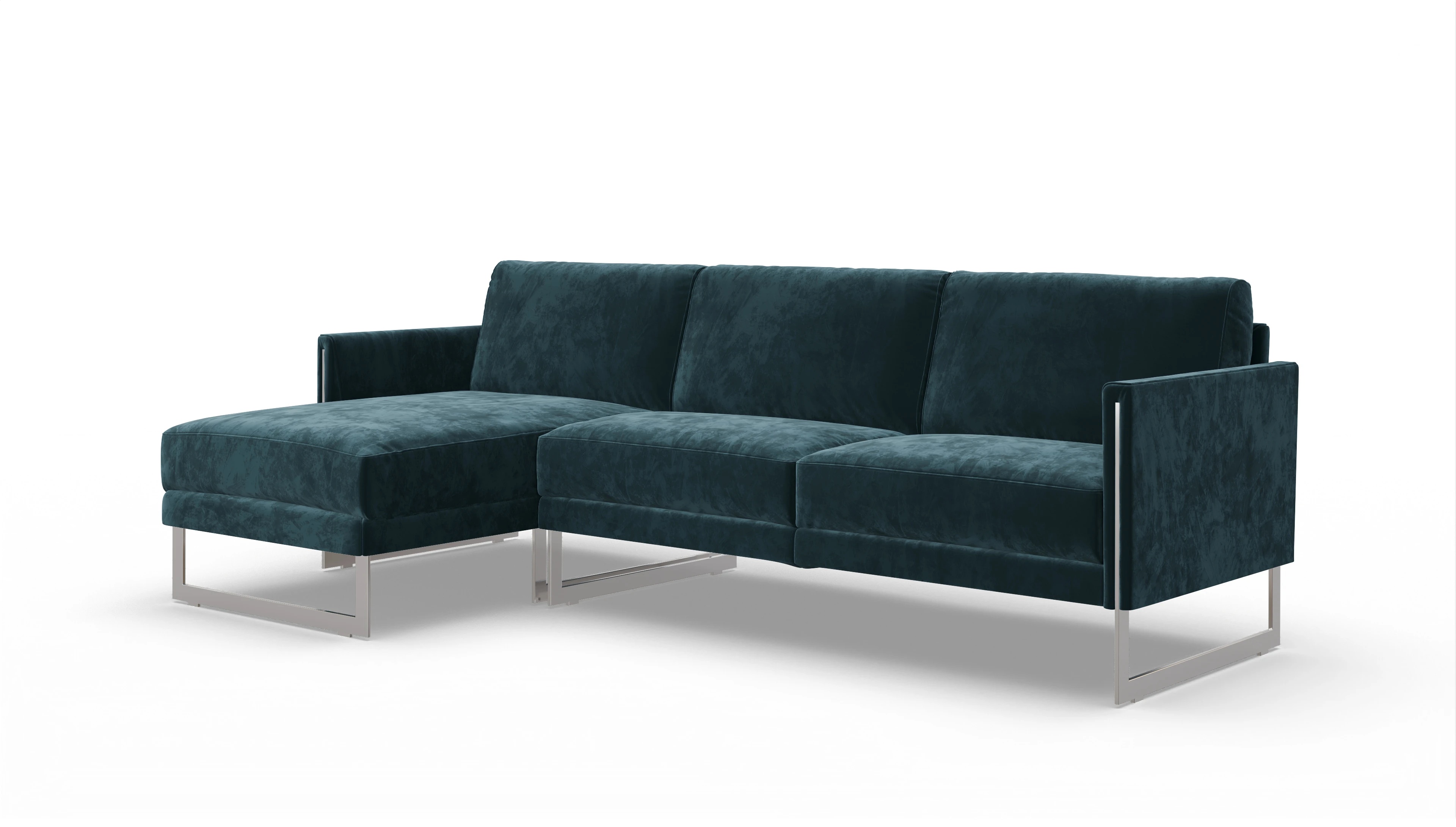 Ansicht des Produktes Nebbia Sofa mit Rec links in Samt blau