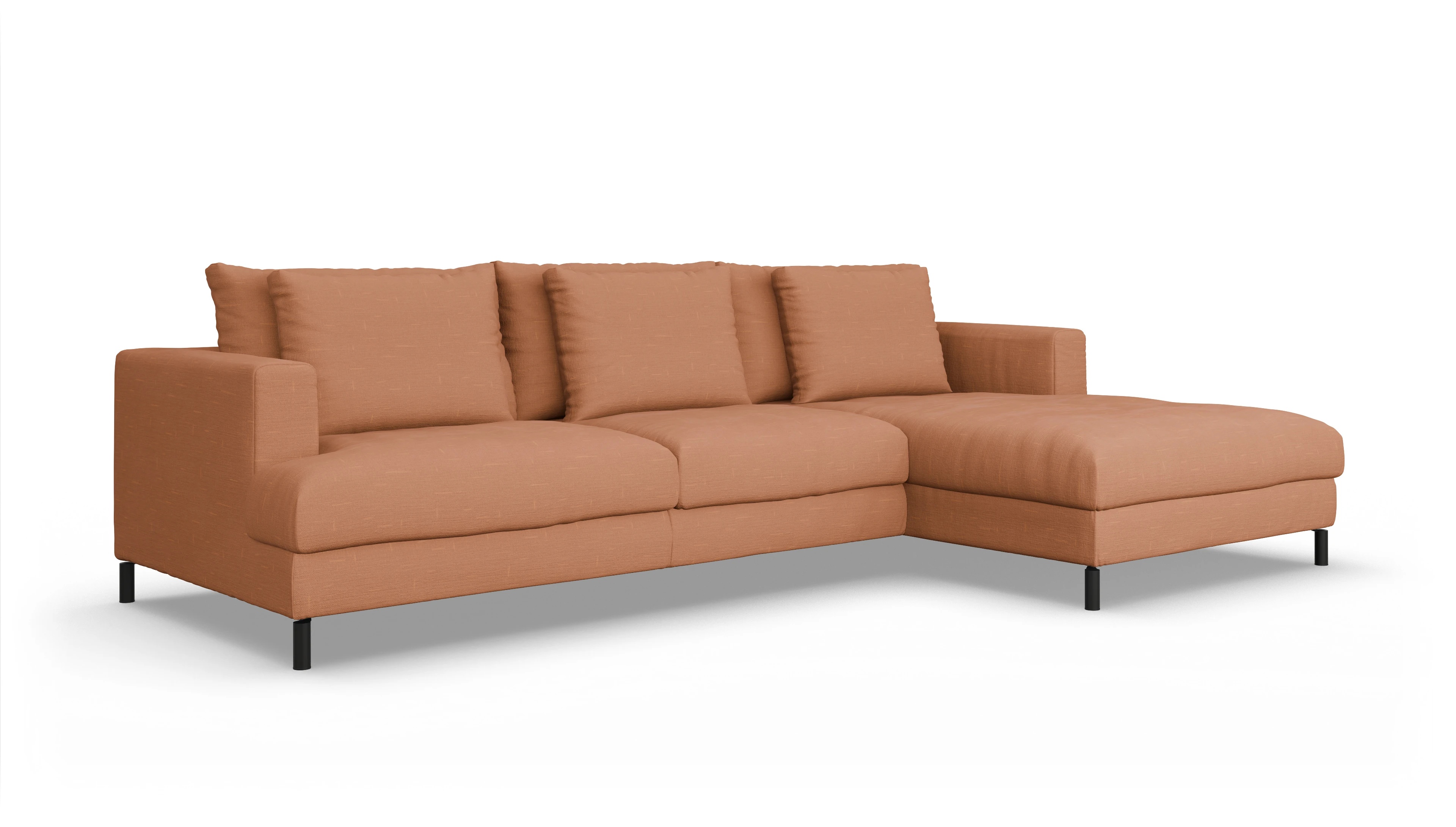 Ansicht des Produktes Faro Sofa mit Rec rechts in Stoff orange